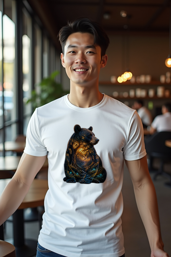 Mushroom Bear T-Shirt — white mannequin front view