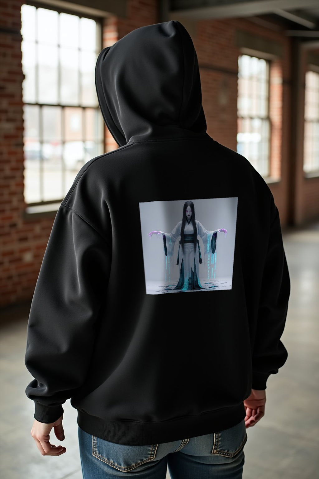 Digital Yurei hoodie black mannequin