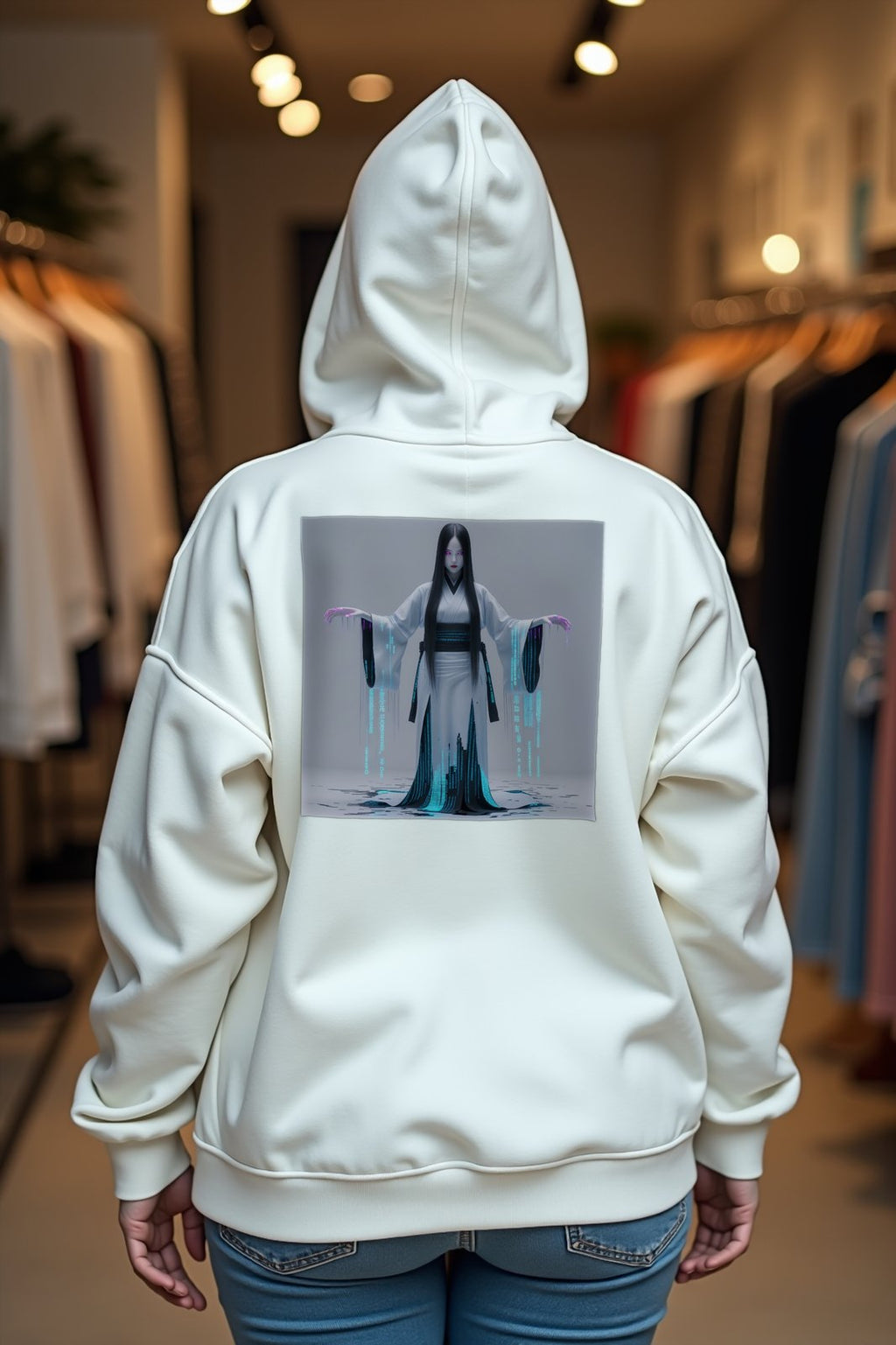 Digital Yurei hoodie white mannequin