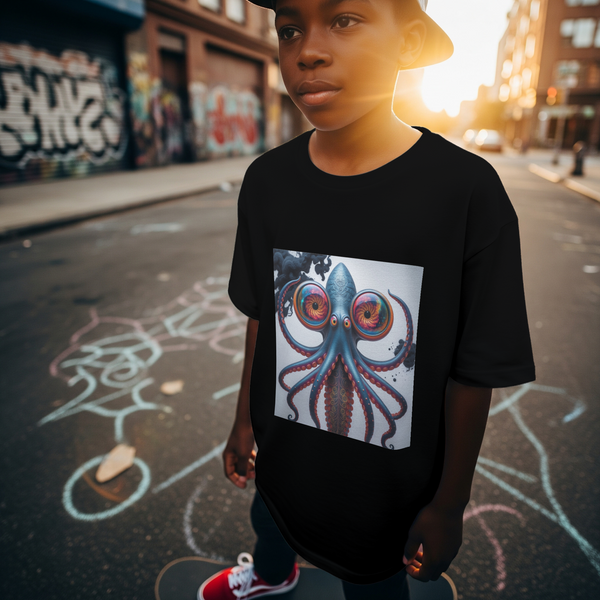 Giant Squid T-Shirt Mockup Black