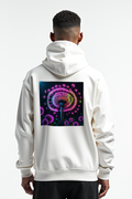 Glow Dandelion Hoodie — White mannequin contrapposto