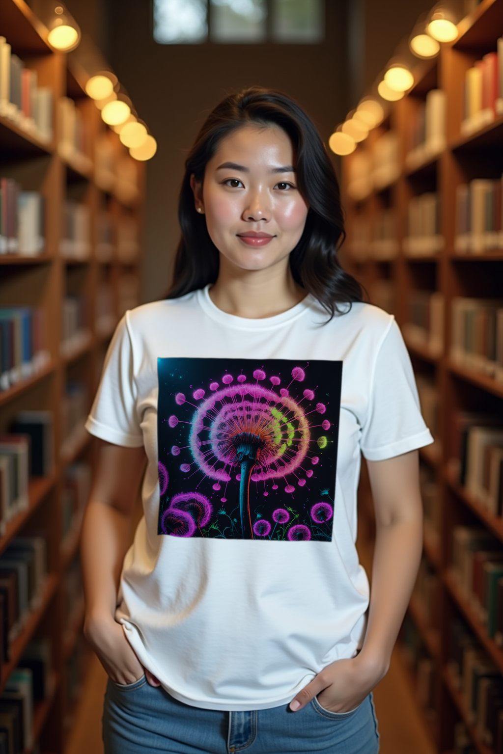 Glow Dandelion T-Shirt — White mannequin east-asian thumbs