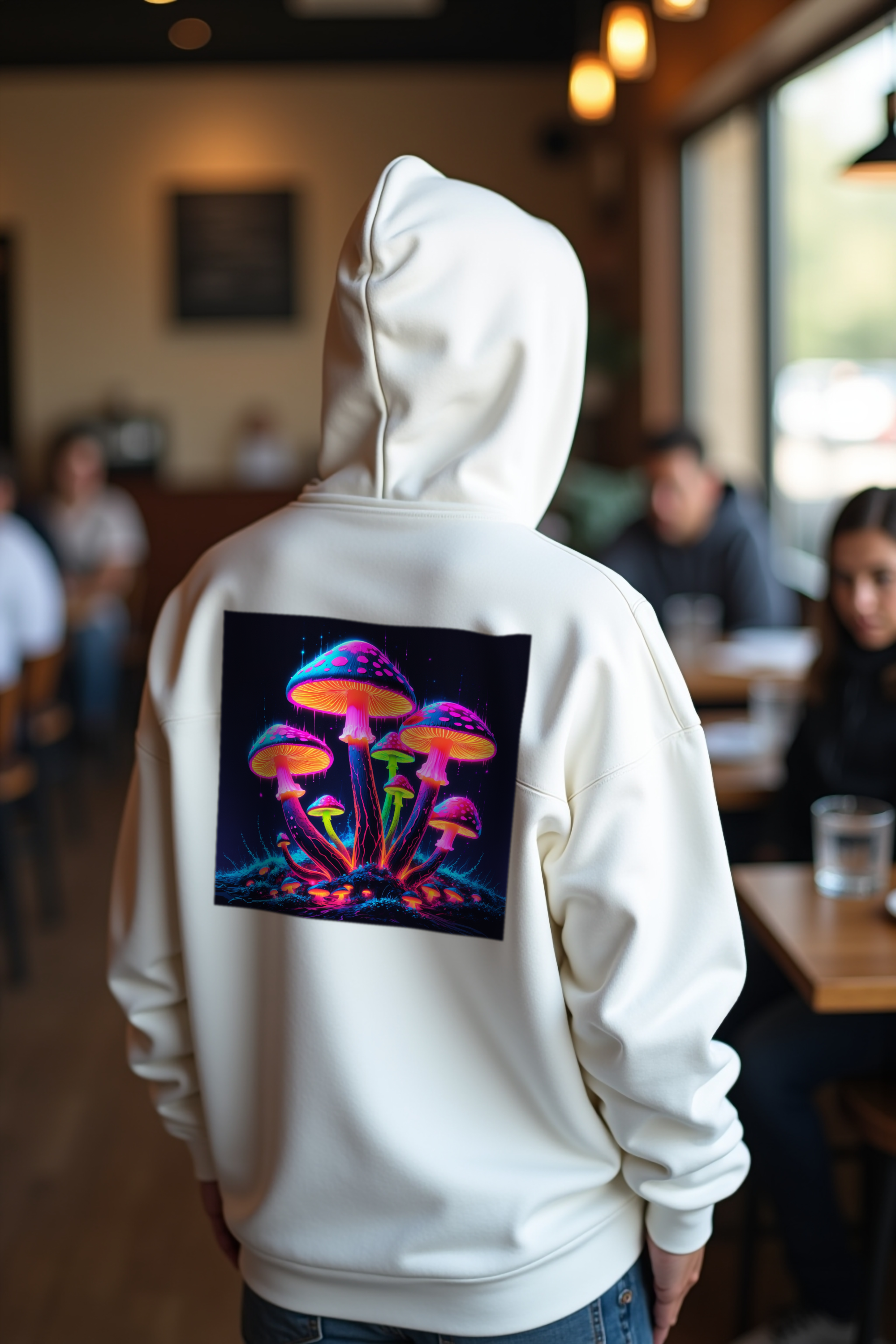 Glow Fungi Hoodie - White looking back