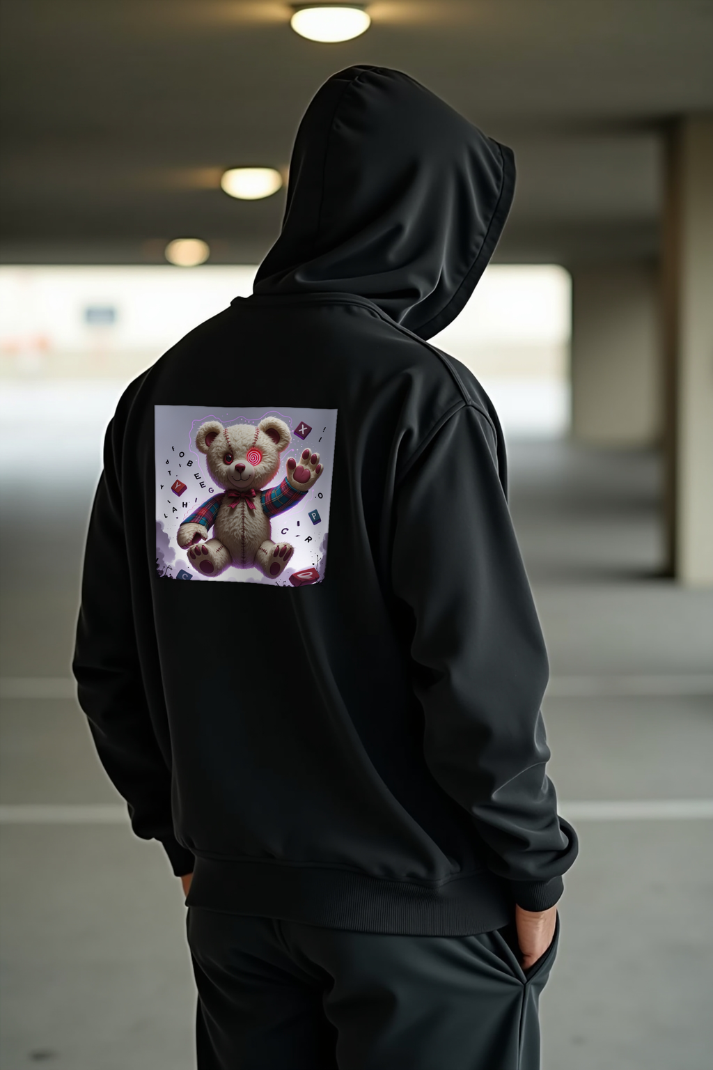 Possessed Teddy Bear - Unisex Hoodie - Black Back