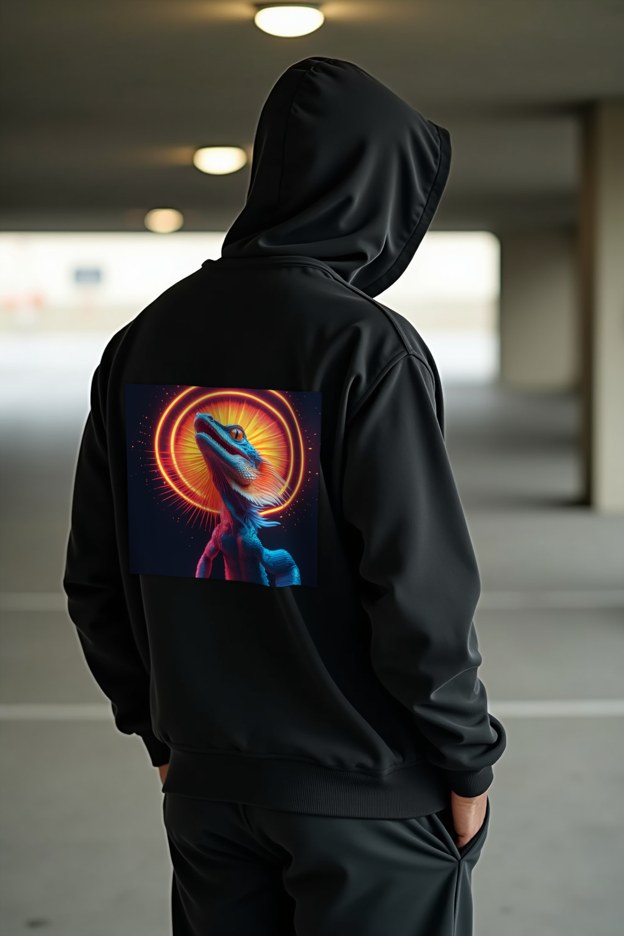 Frilled Lizard hoodie black mockup angle
