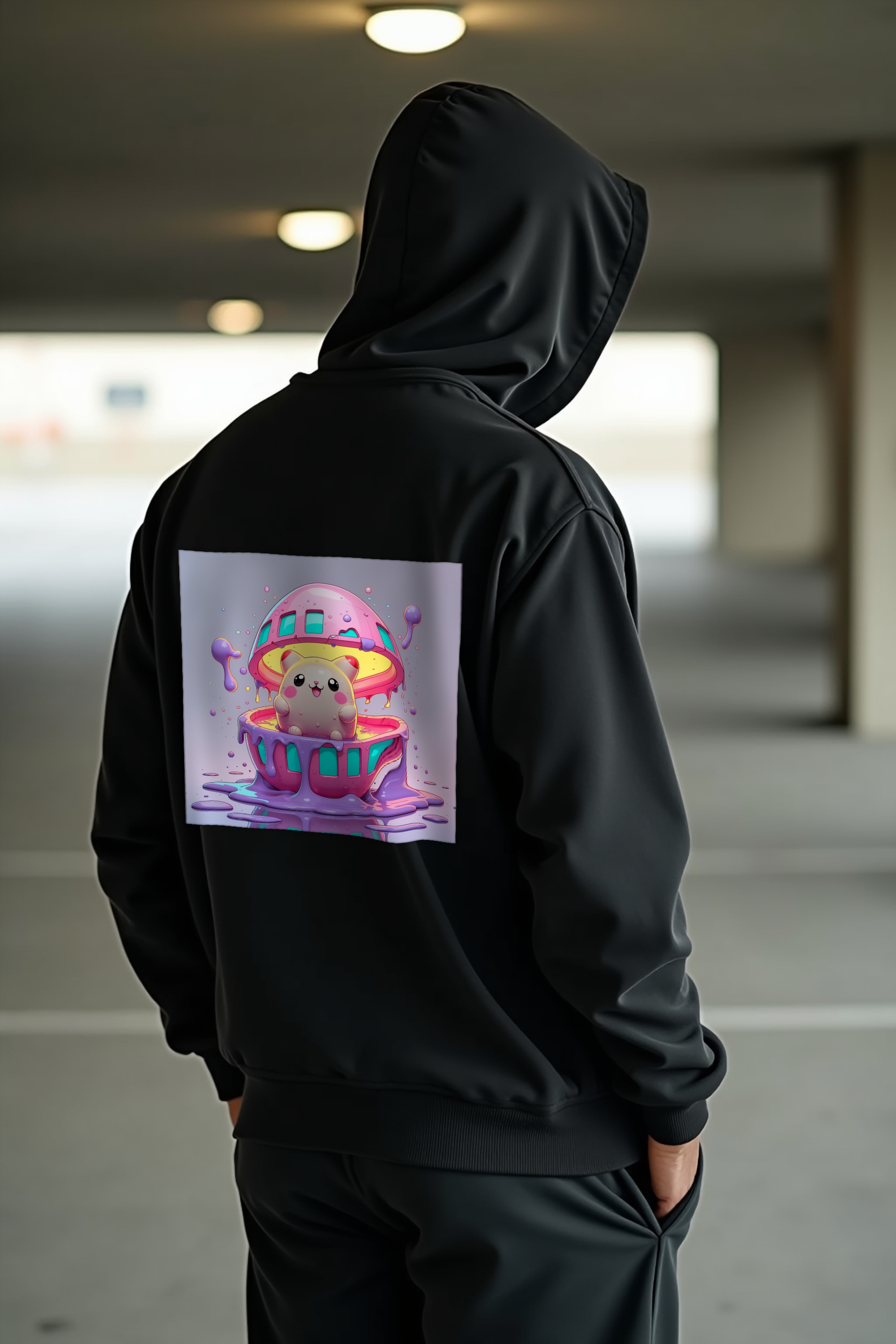 Tamagotchi Phantom hoodie mockup black back