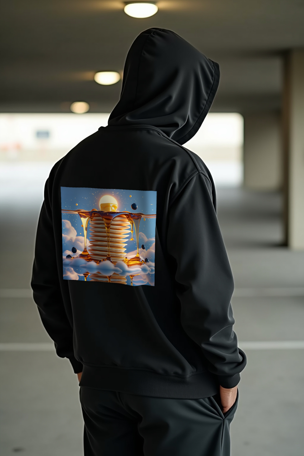 Maple Constellation Stack hoodie black pockets back