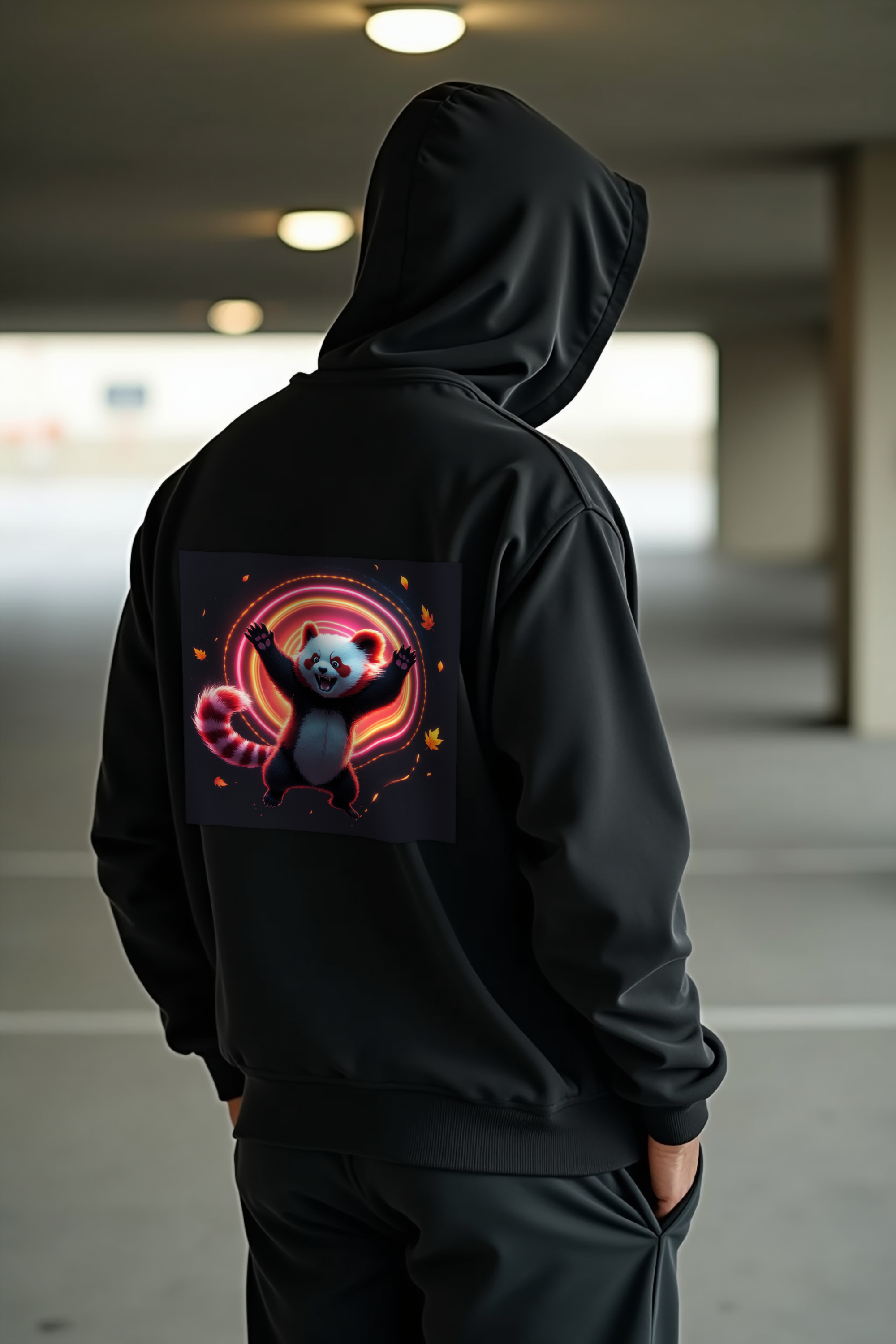Soft Chaos Red Panda hoodie black back