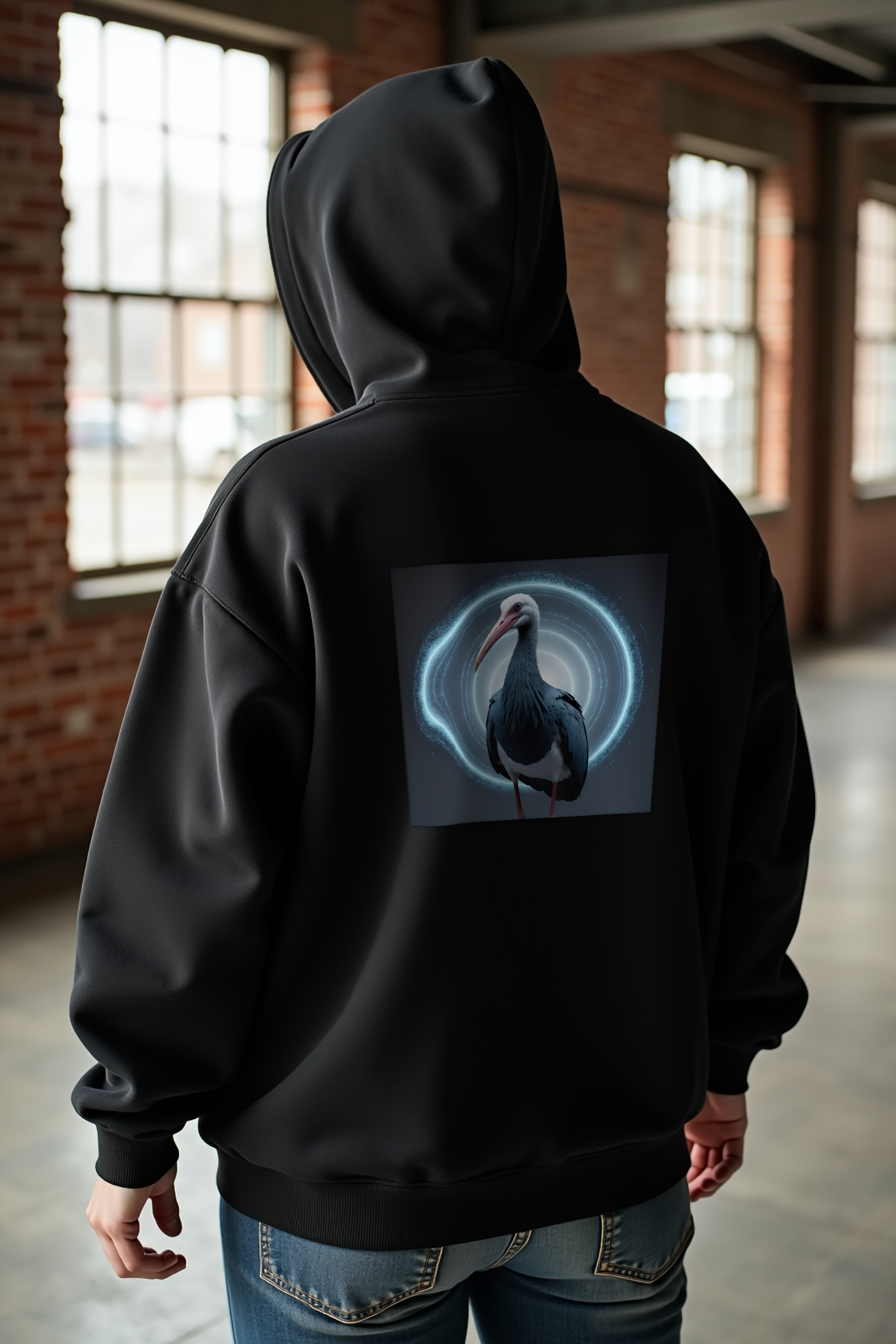 Sigma Stare Shoebill Hoodie Black Relaxed