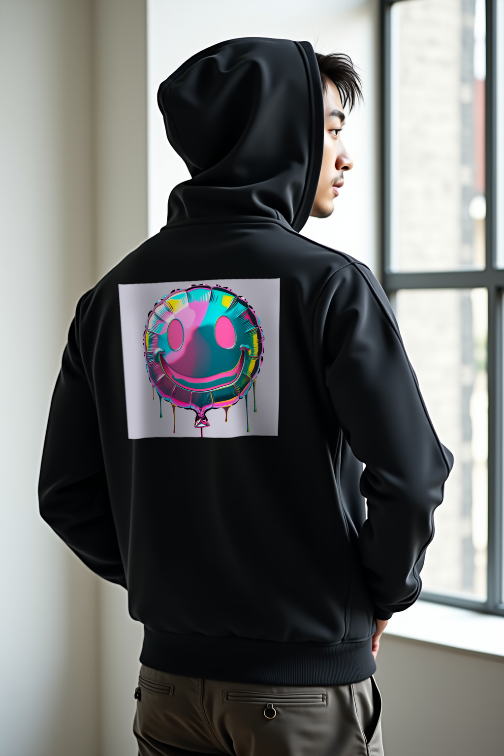 Mylar Smiley hoodie black back