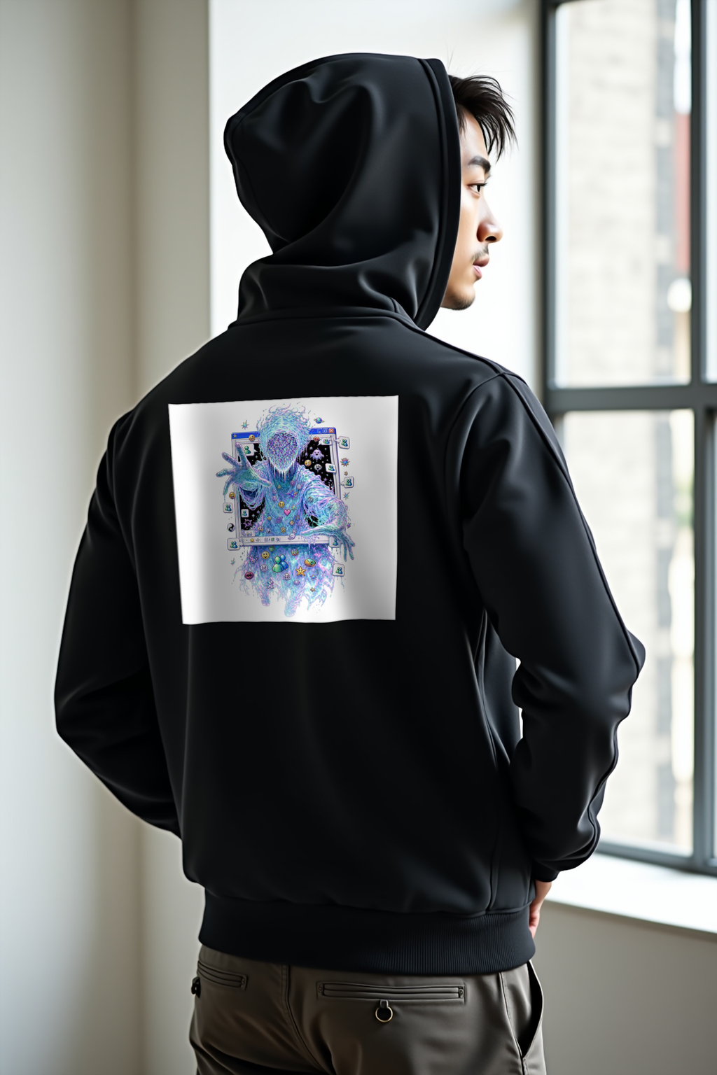 Webcam Ghost hoodie black back 45