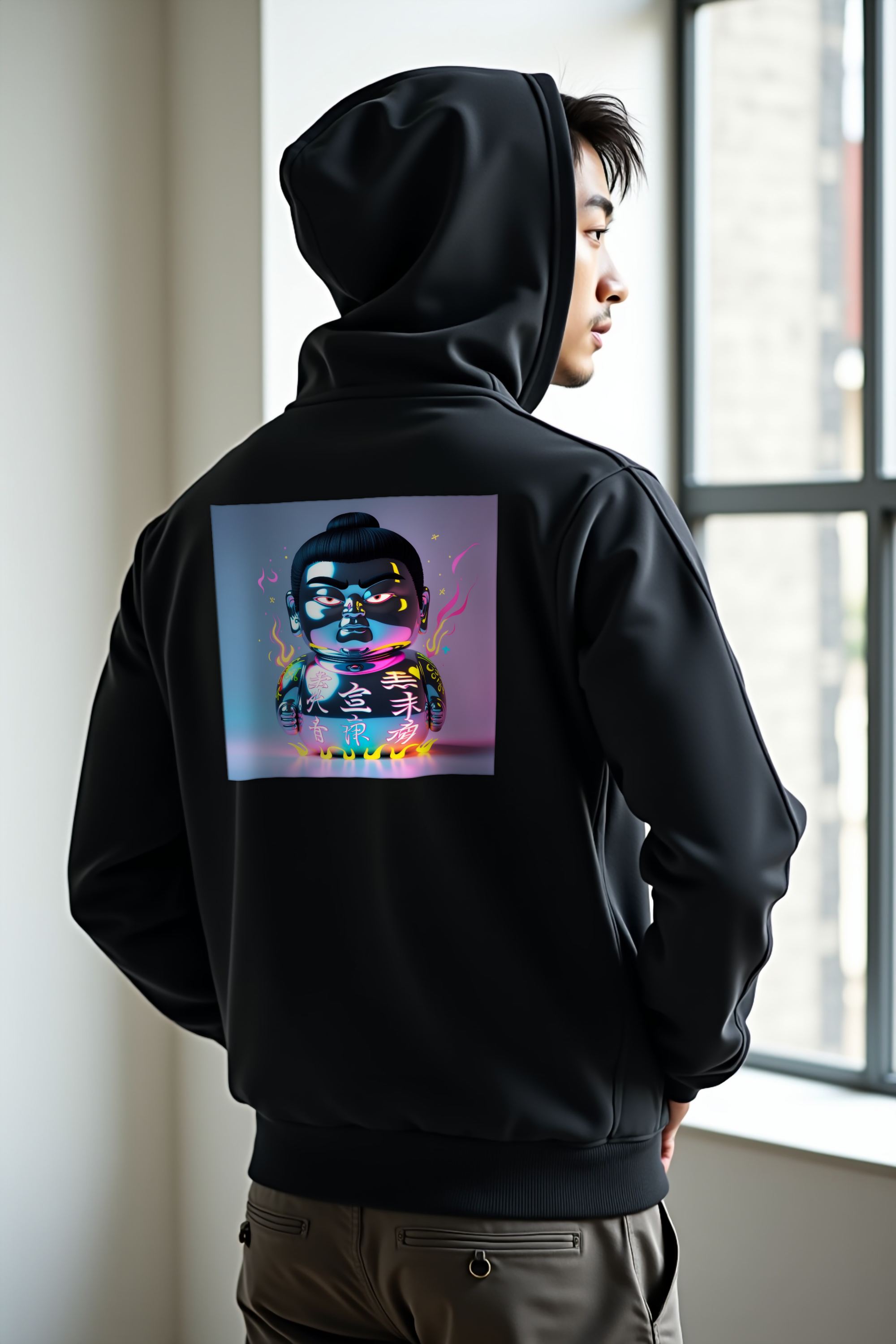 Chrome Daruma hoodie black back
