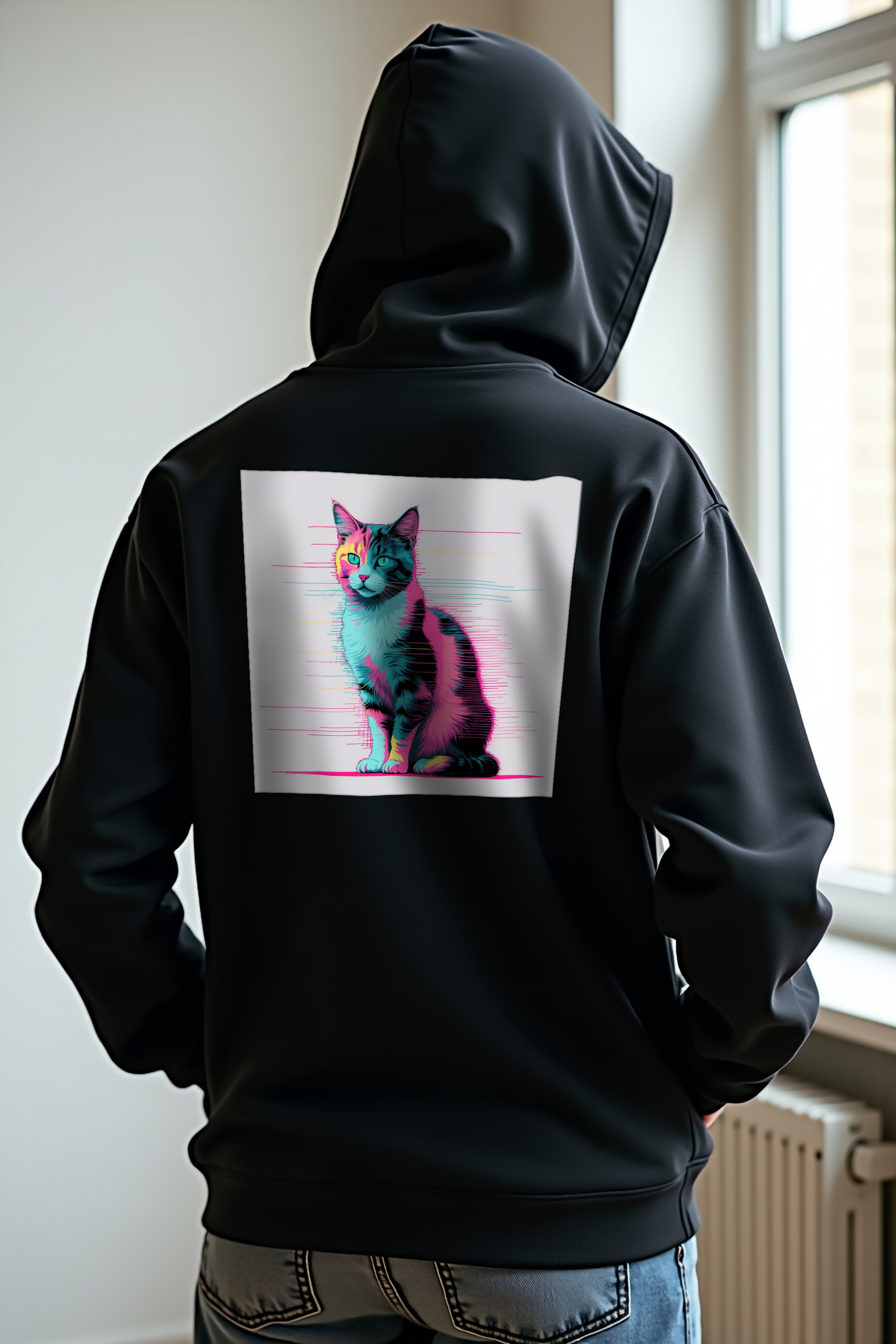 Static Calico Hoodie Black East Asian Back