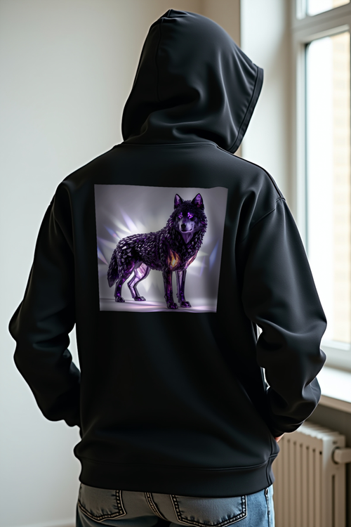 Amethyst Wolf Hoodie Black Back