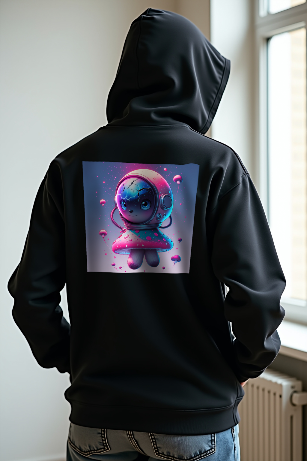 Mushroom Astronaut Explorer Unisex Hoodie mockup 2