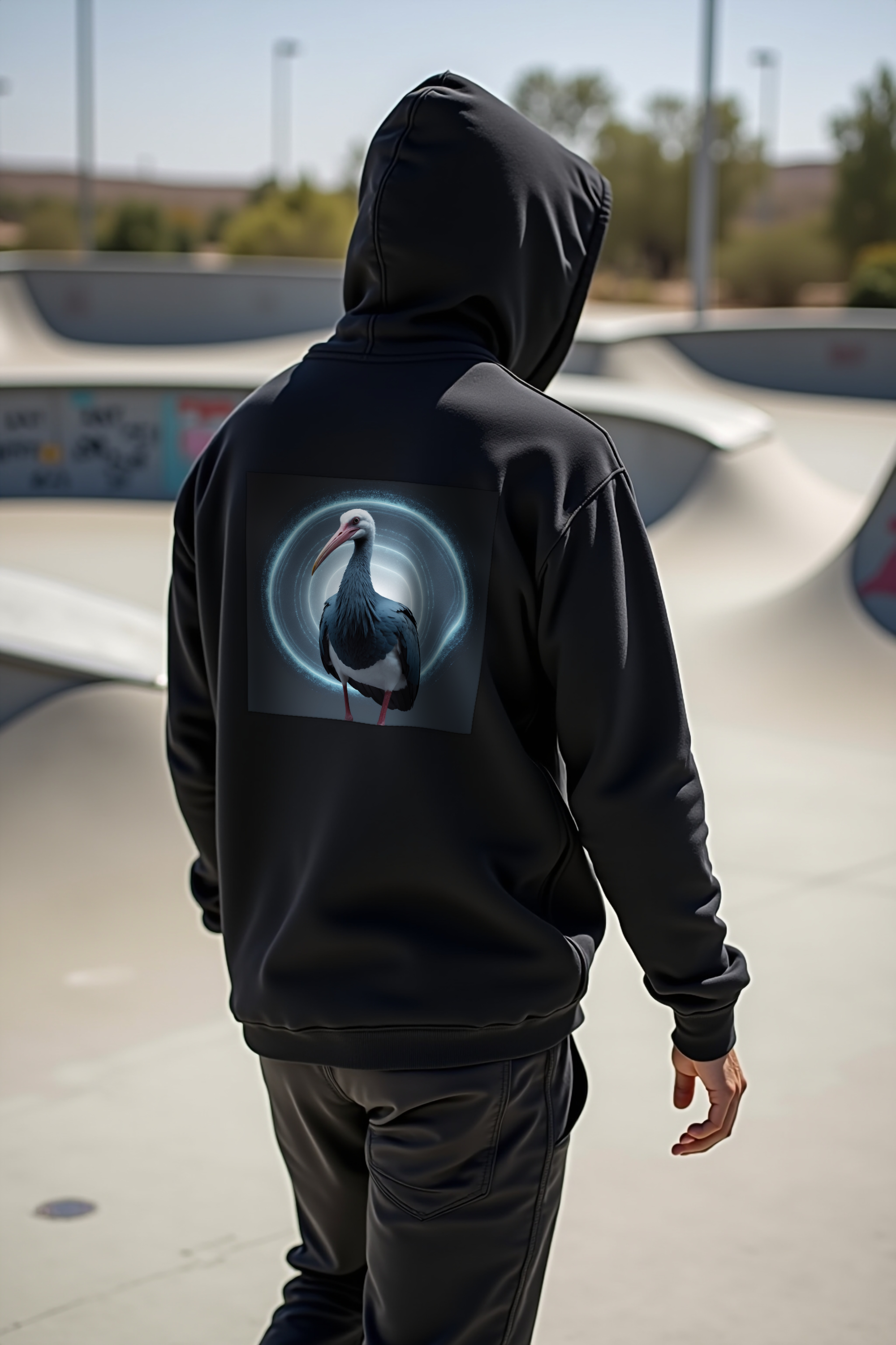 Sigma Stare Shoebill Hoodie Black Walking