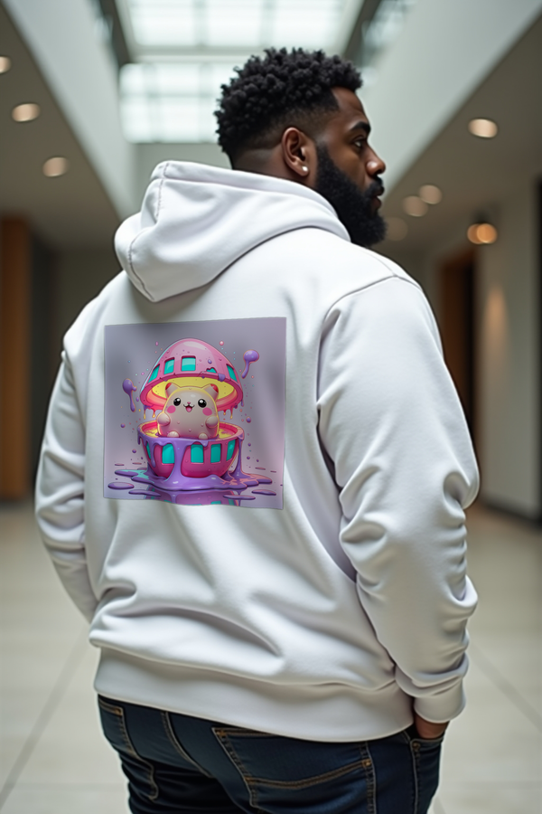 Tamagotchi Phantom hoodie mockup white back shrug