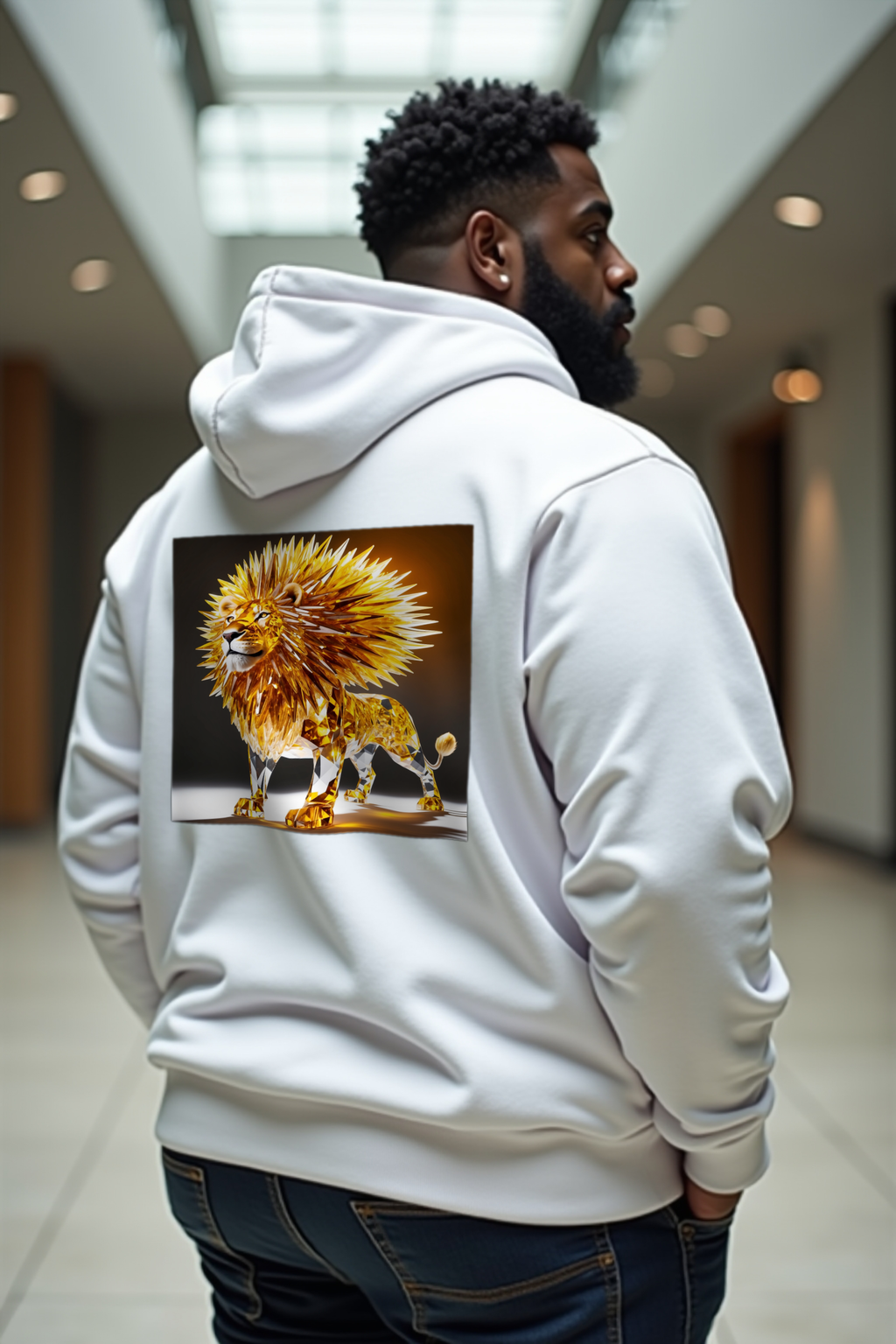 Citrine Lion Hoodie White Back Shrug