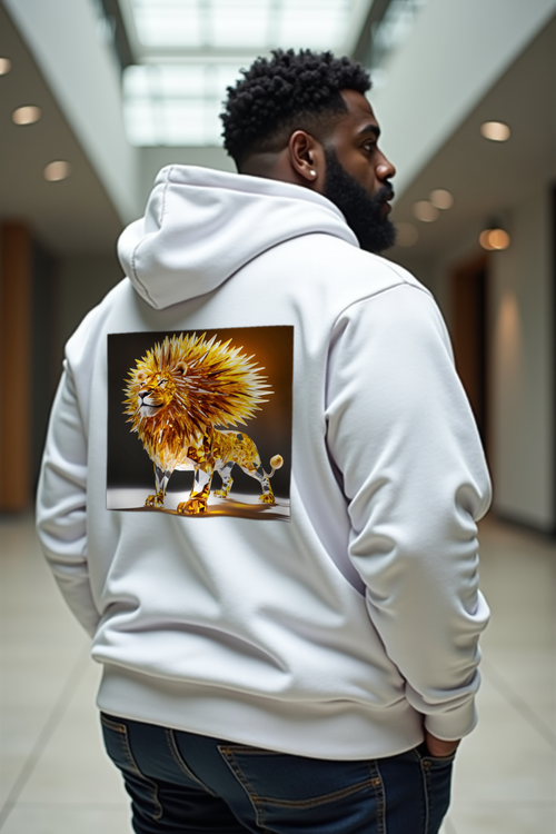 Citrine Lion Hoodie White Back Shrug