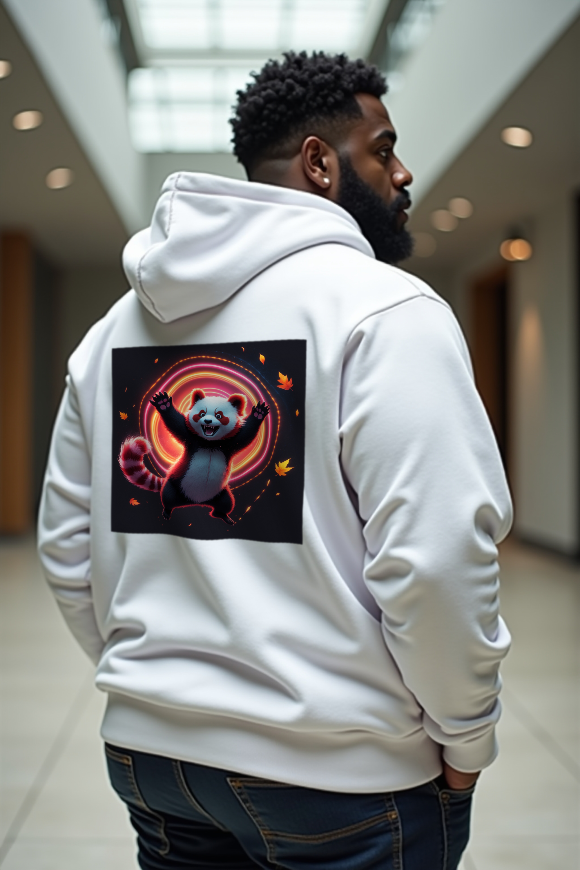 Soft Chaos Red Panda hoodie white back