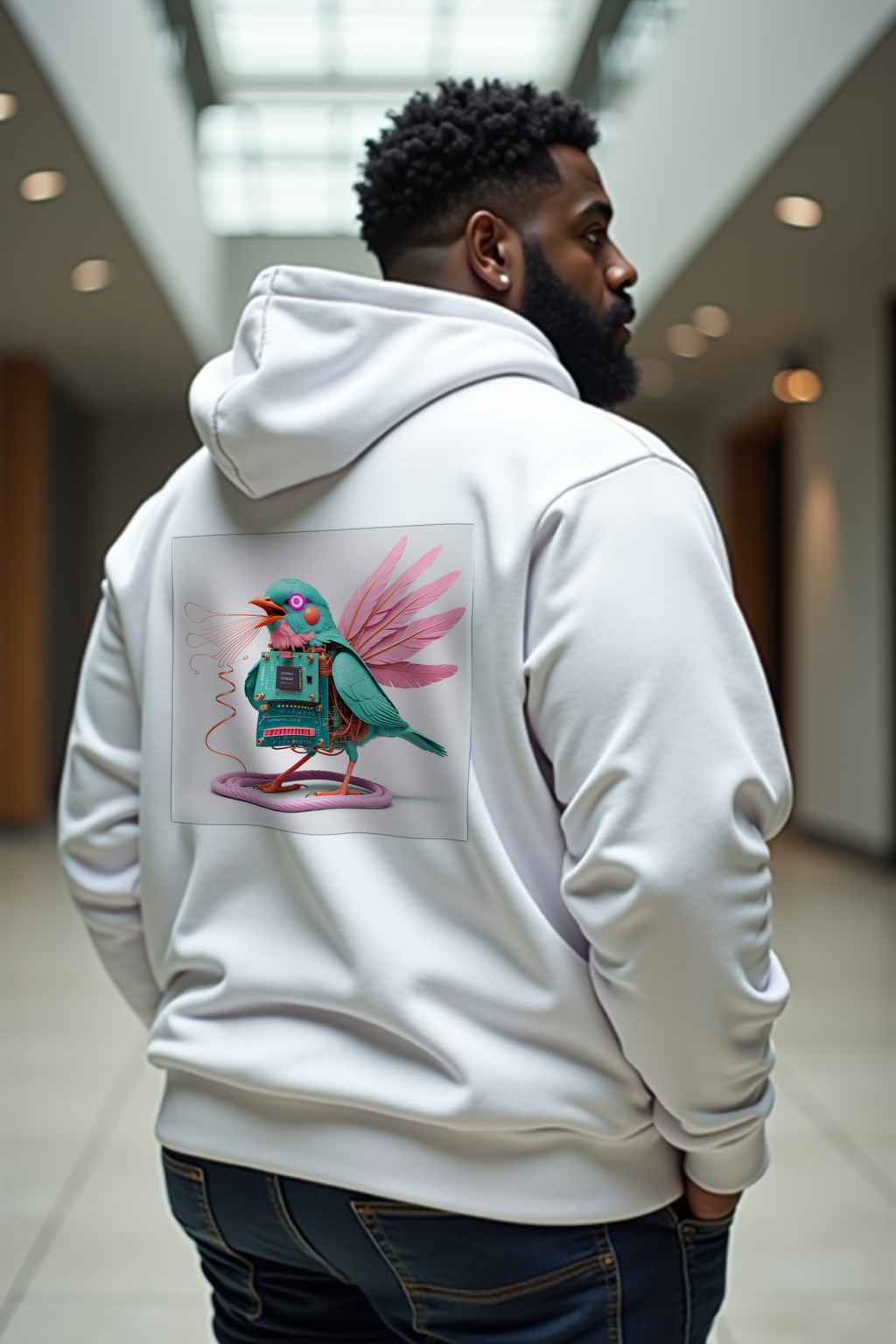 Modem Songbird Hoodie White Curvy Back