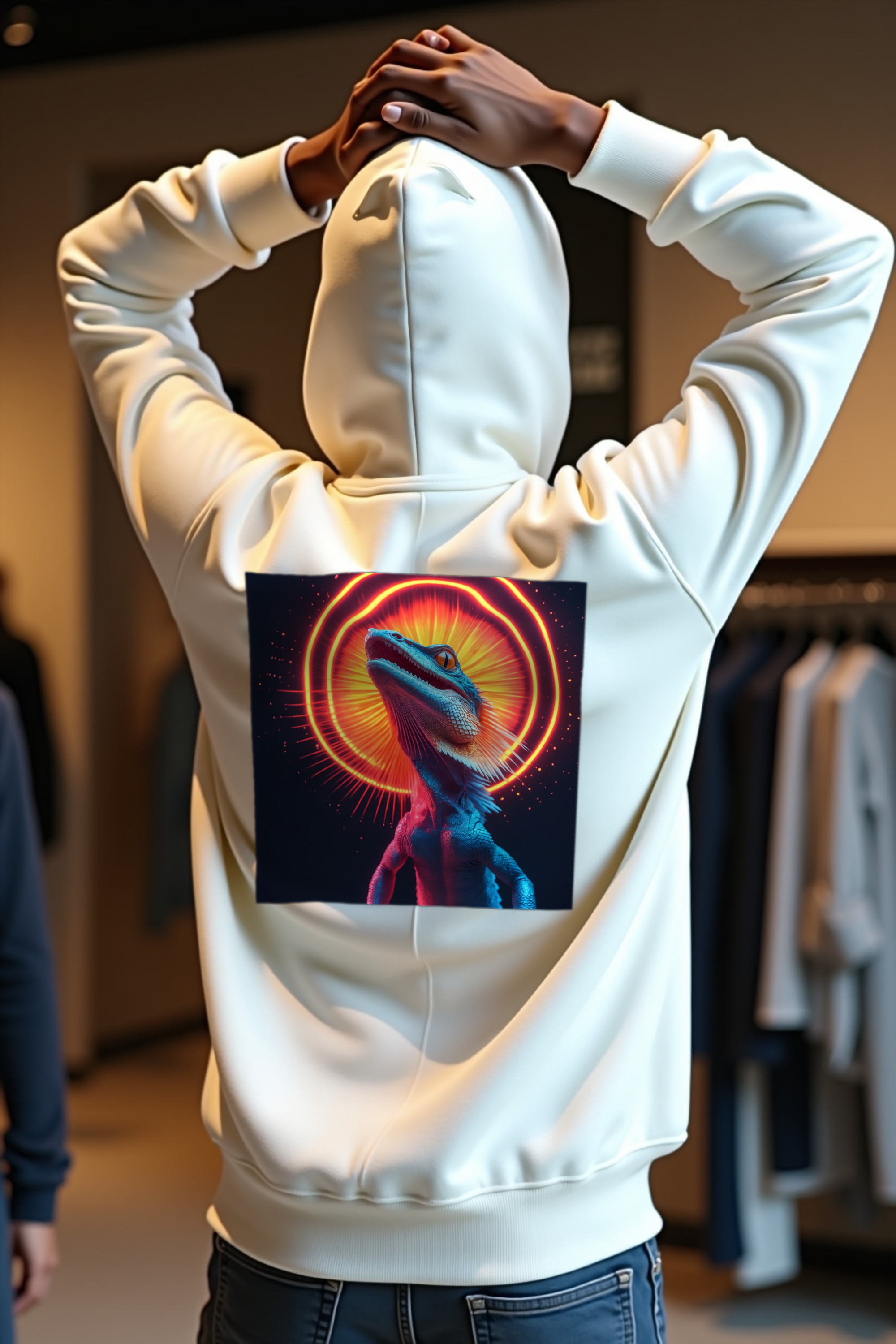 Frilled Lizard hoodie white mockup back 2
