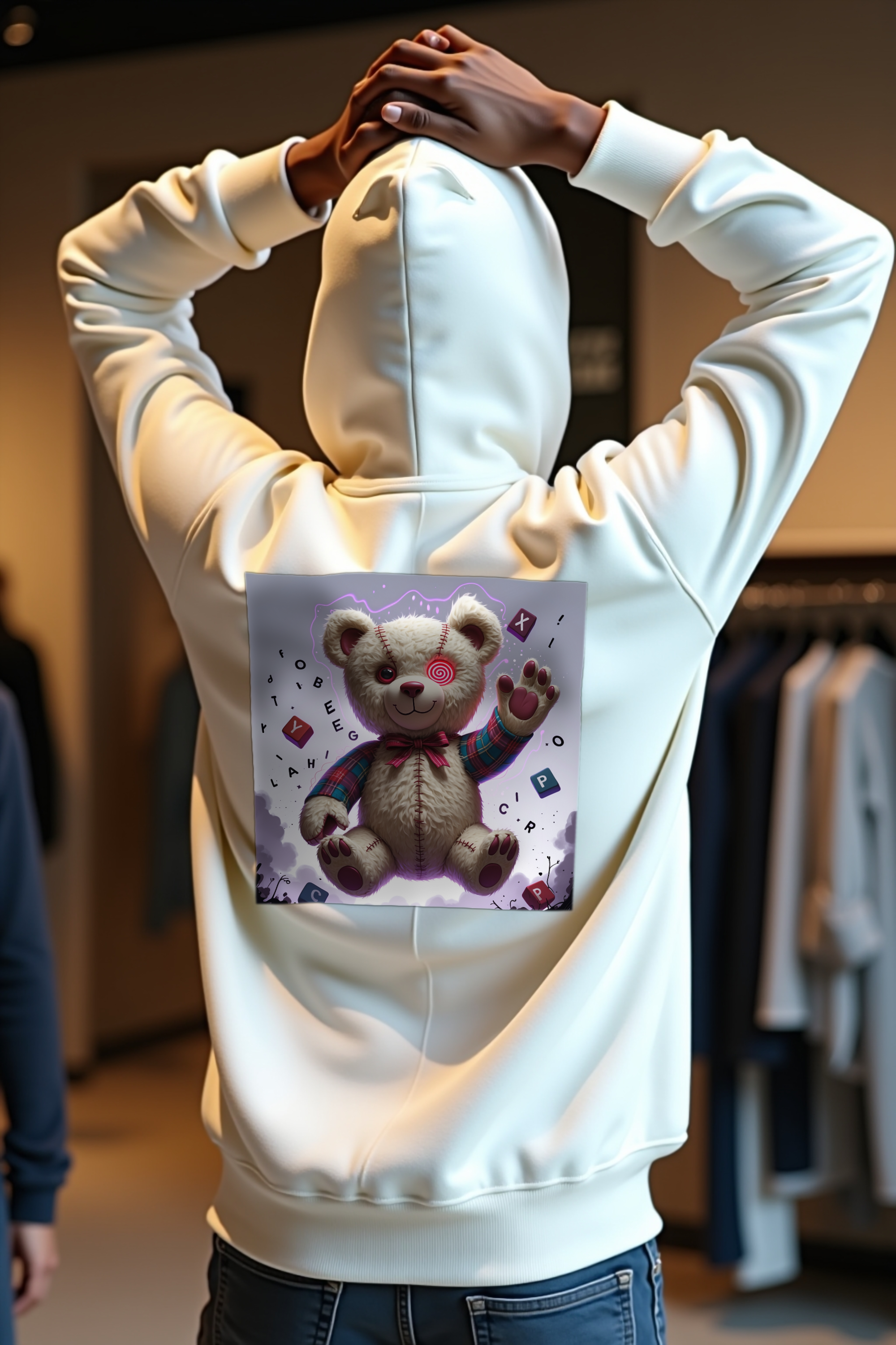 Possessed Teddy Bear - Unisex Hoodie - White Back Alt