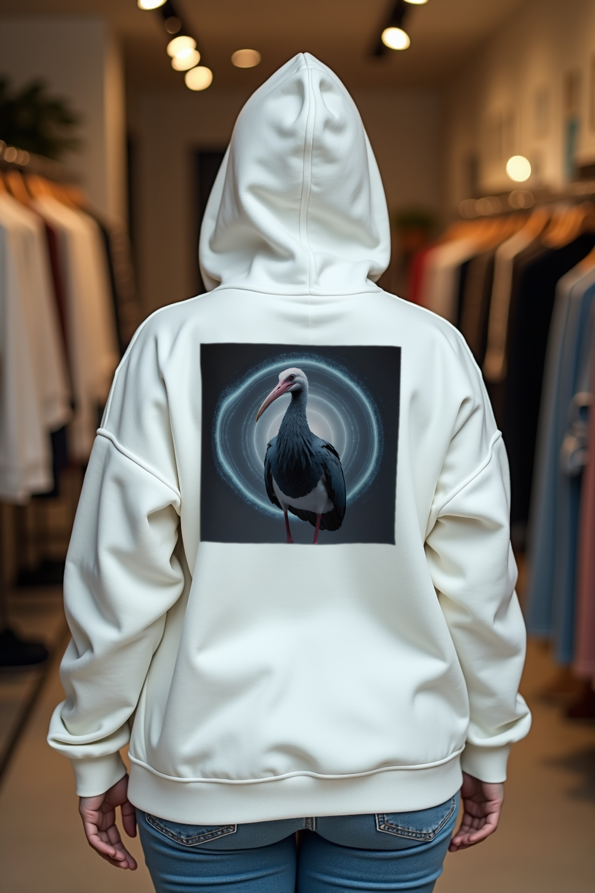 Sigma Stare Shoebill Hoodie White Back