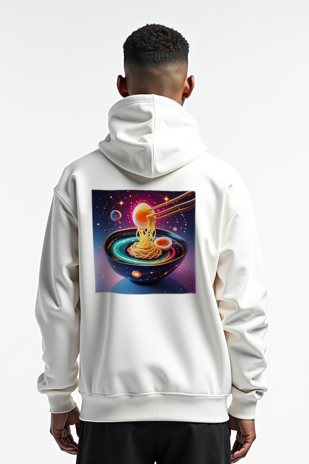 Cosmic Carbonara Hoodie White contrapposto back