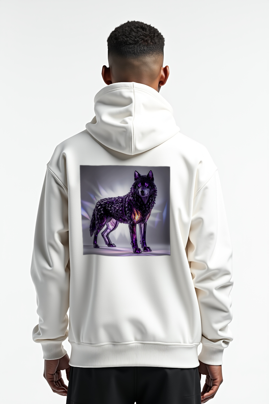 Amethyst Wolf Hoodie White Back Contrapposto