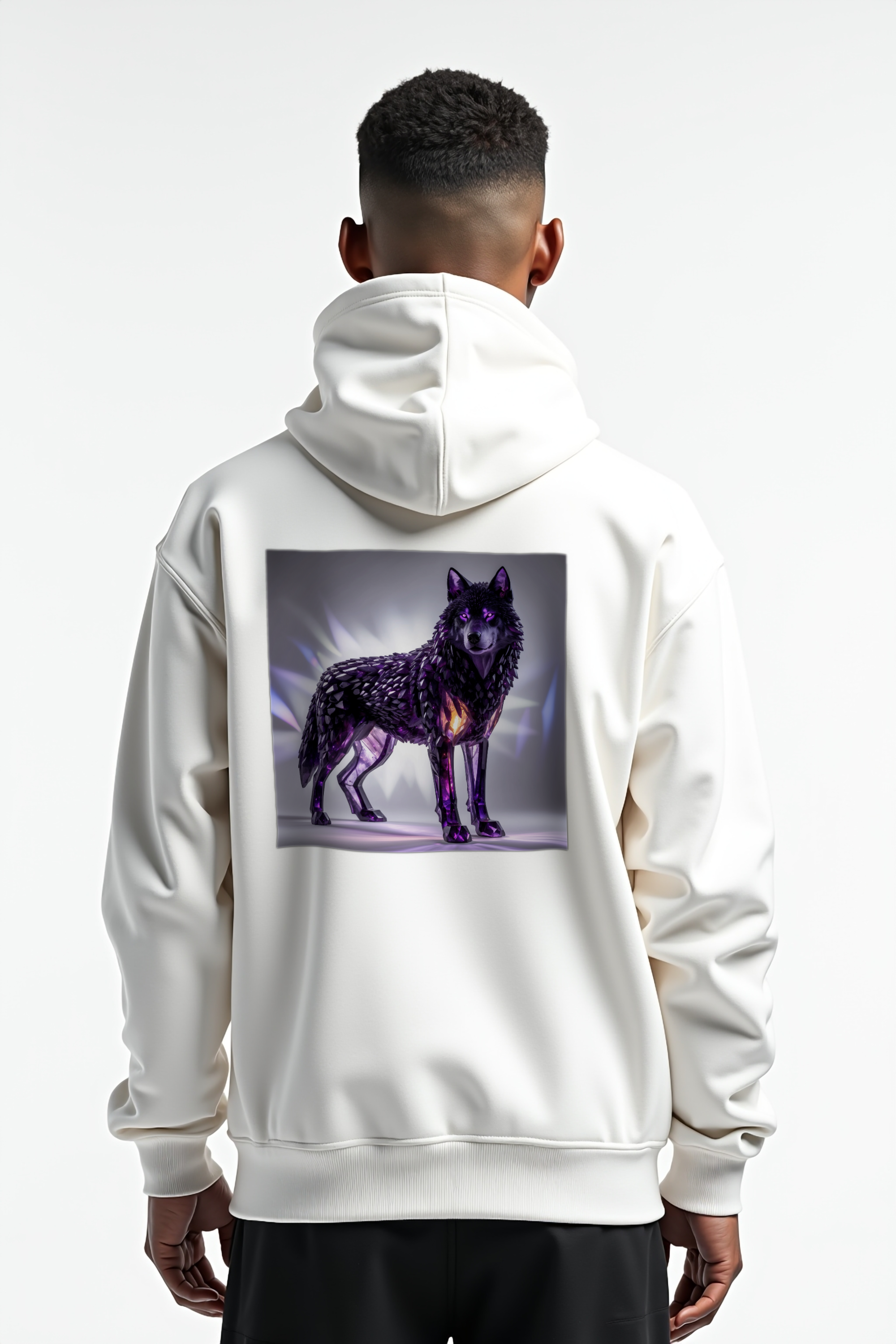 Amethyst Wolf Hoodie White Back Contrapposto