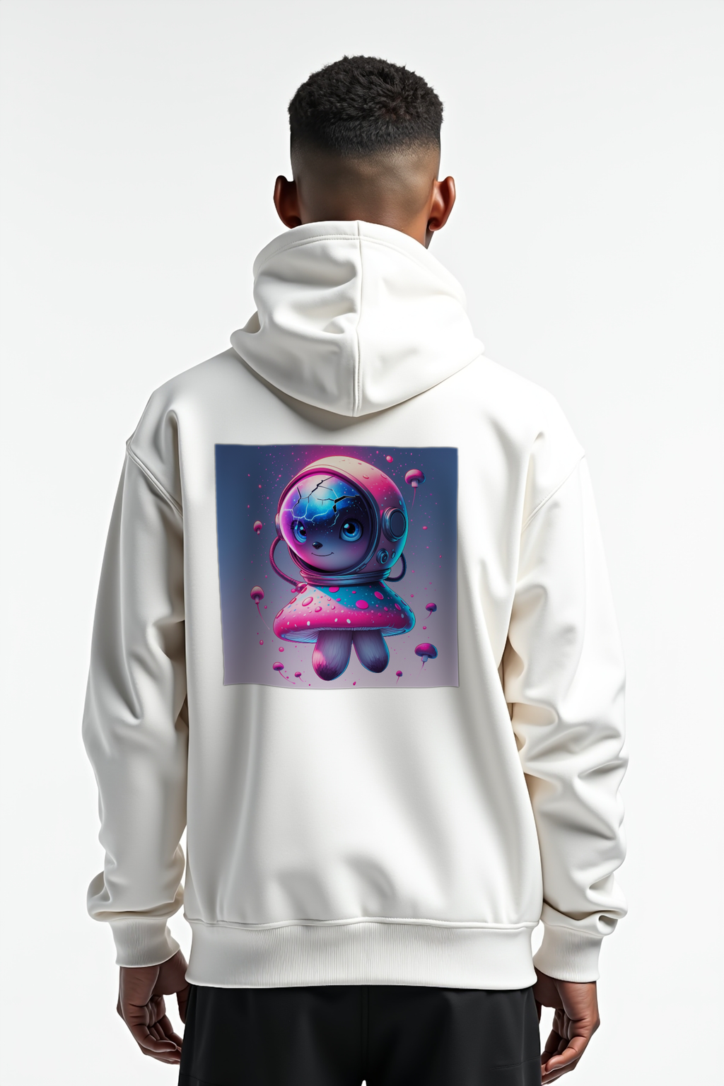 Mushroom Astronaut Explorer Unisex Hoodie mockup 4