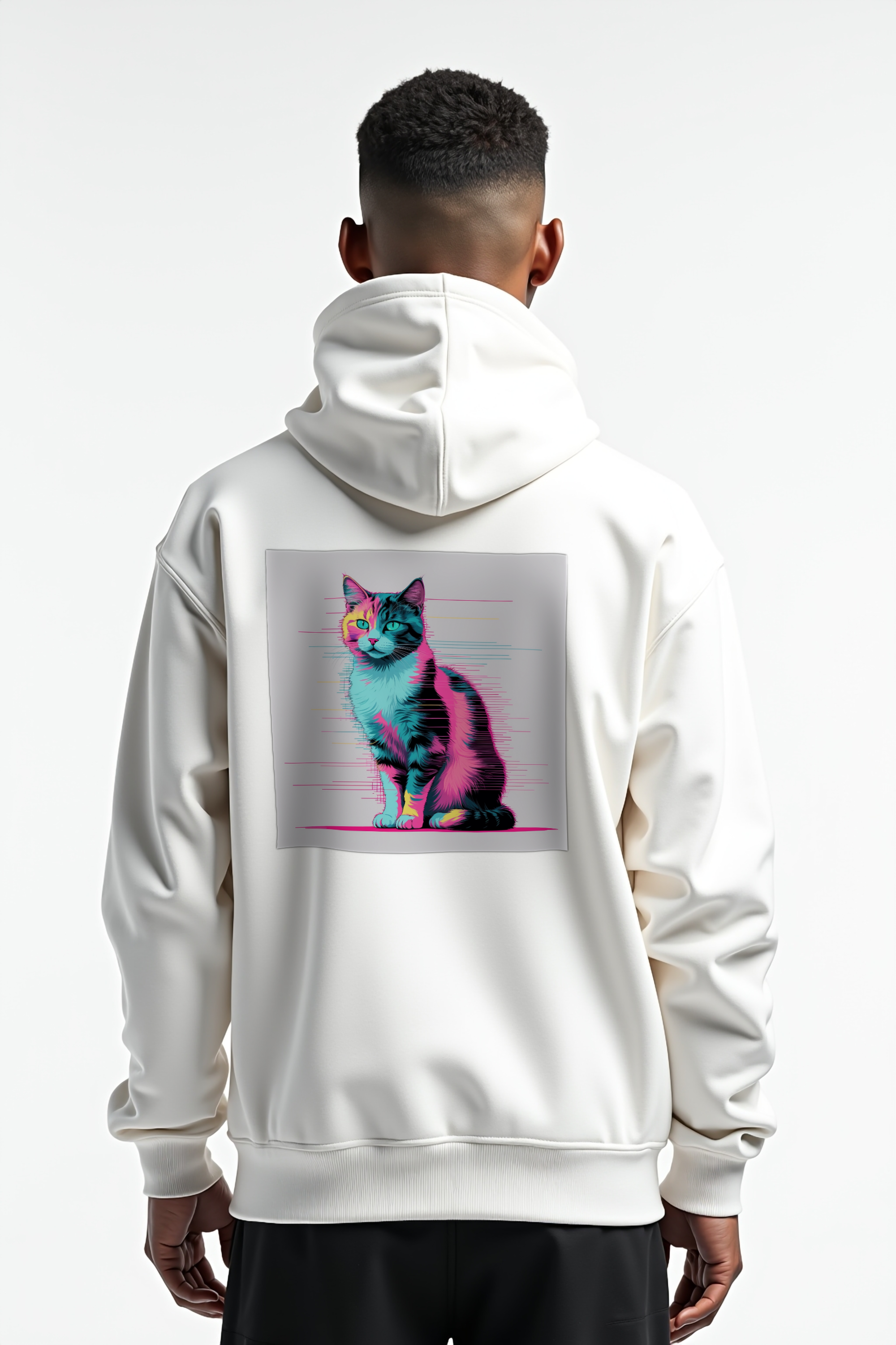 Static Calico Hoodie White Mixed Back