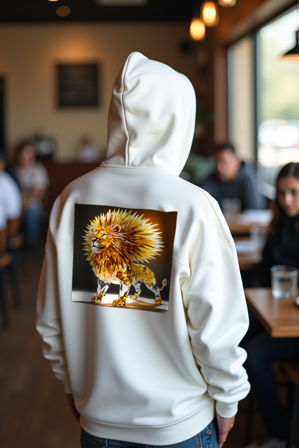 Citrine Lion Hoodie White Back Looking