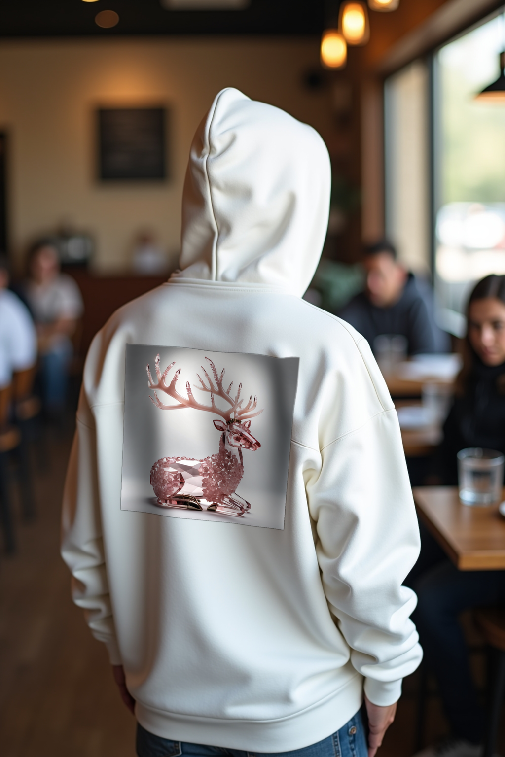 Rose Quartz Stag Hoodie - white back