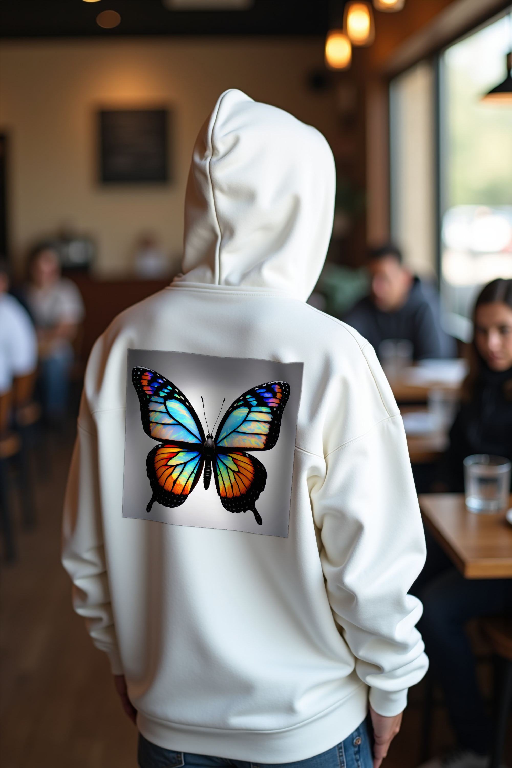 Opal Monarch hoodie white back 2