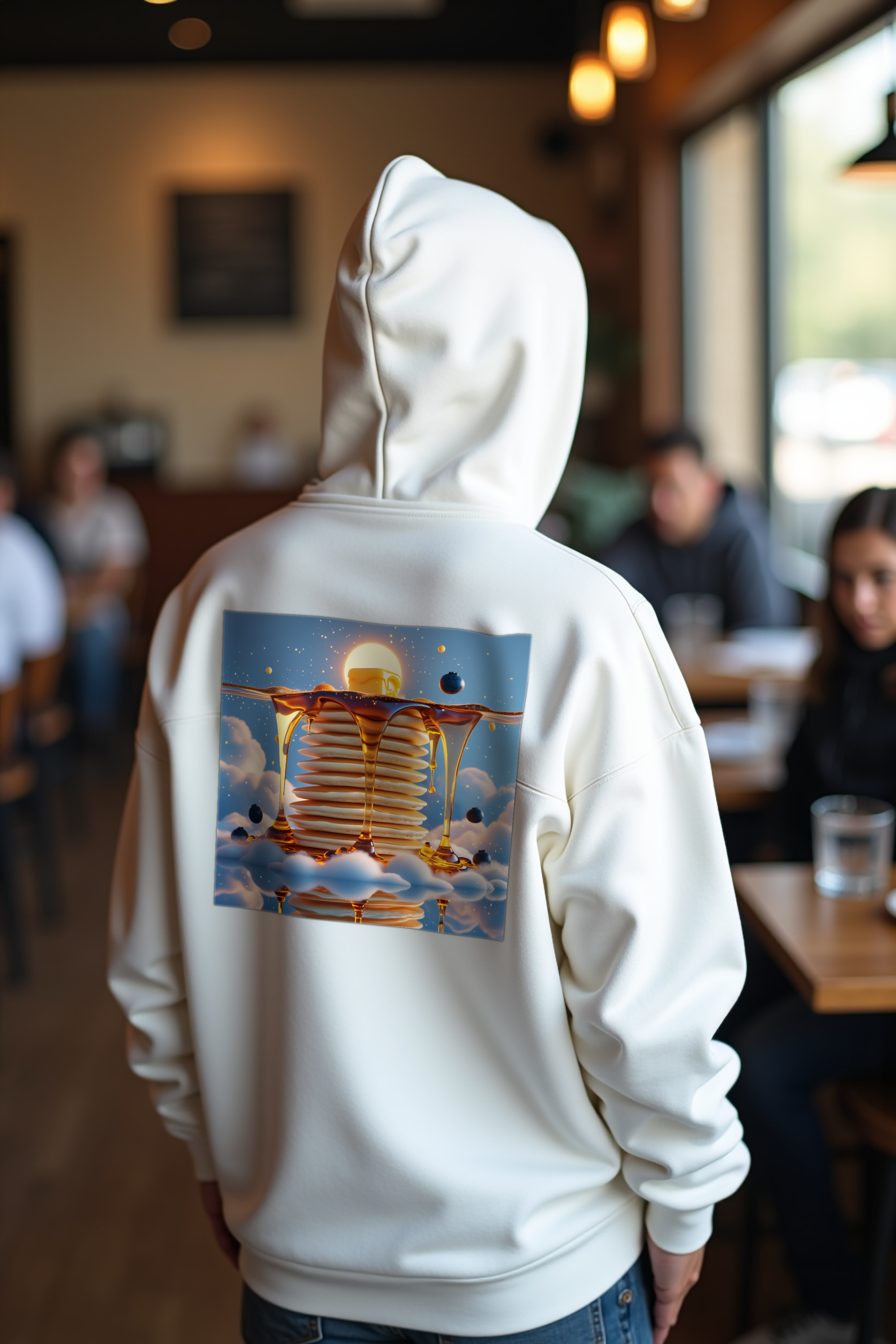 Maple Constellation Stack hoodie white looking back