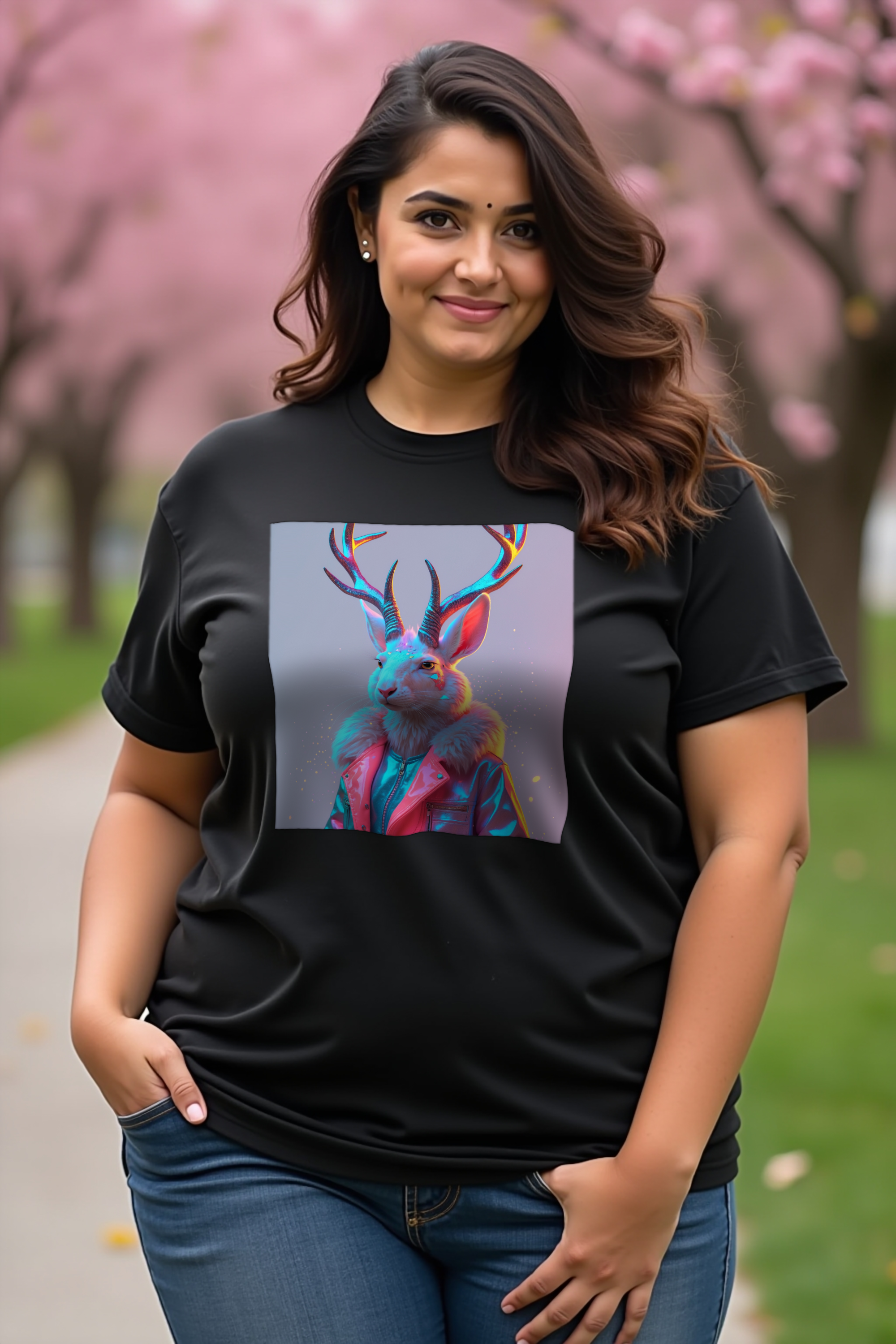 Jackalope unisex t-shirt black front-left 45 mockup