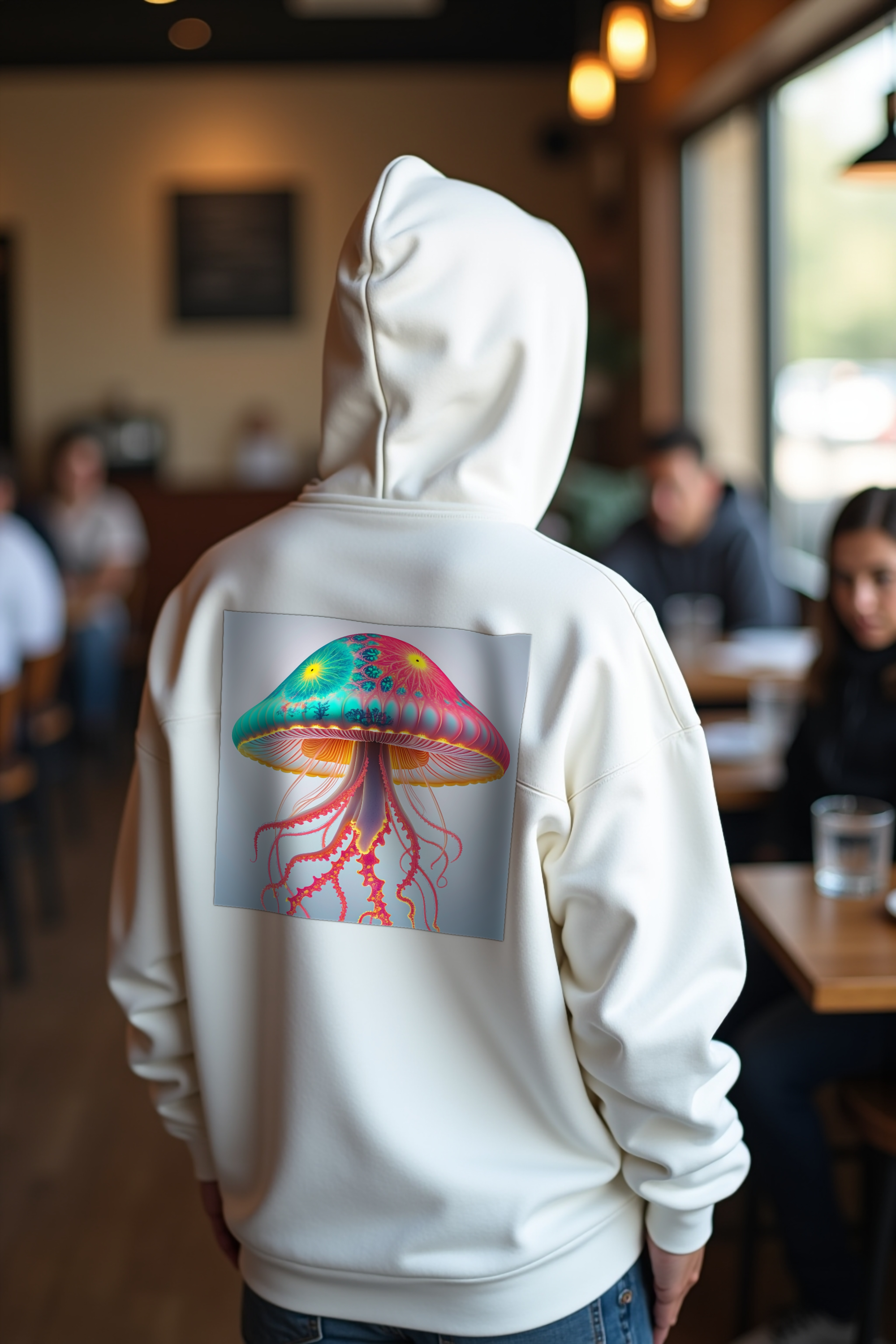 Jellyfish Mushroom hoodie white