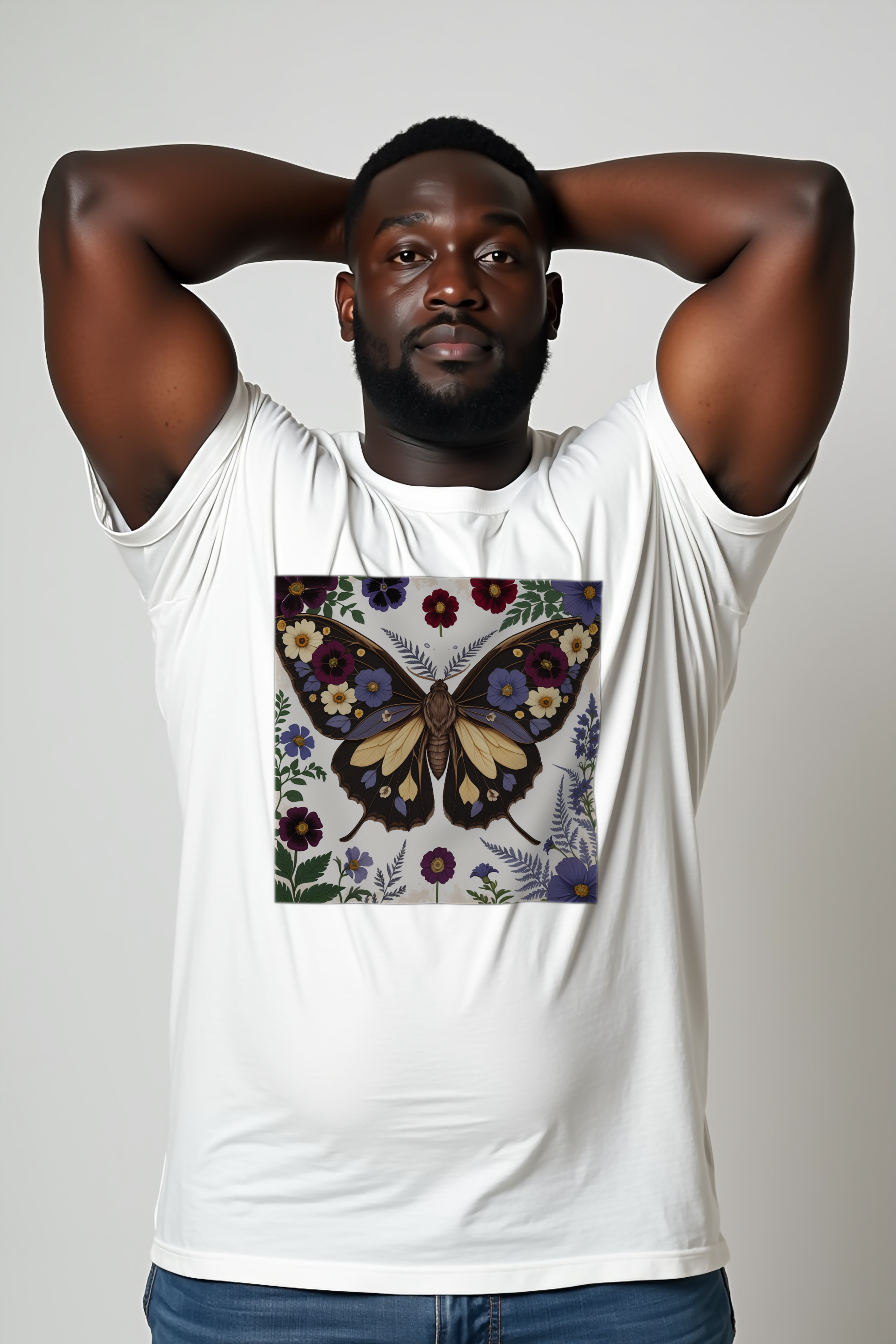 Moth Botanica t-shirt white front