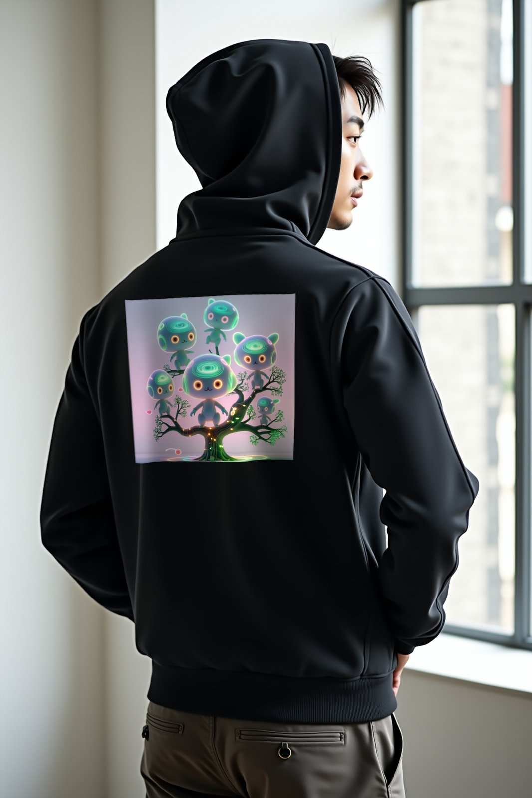 Neon Kodama hoodie black mannequin