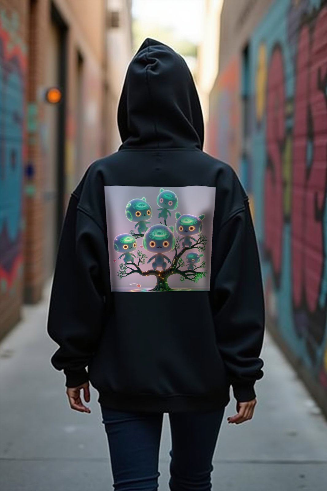 Neon Kodama hoodie black mannequin variant