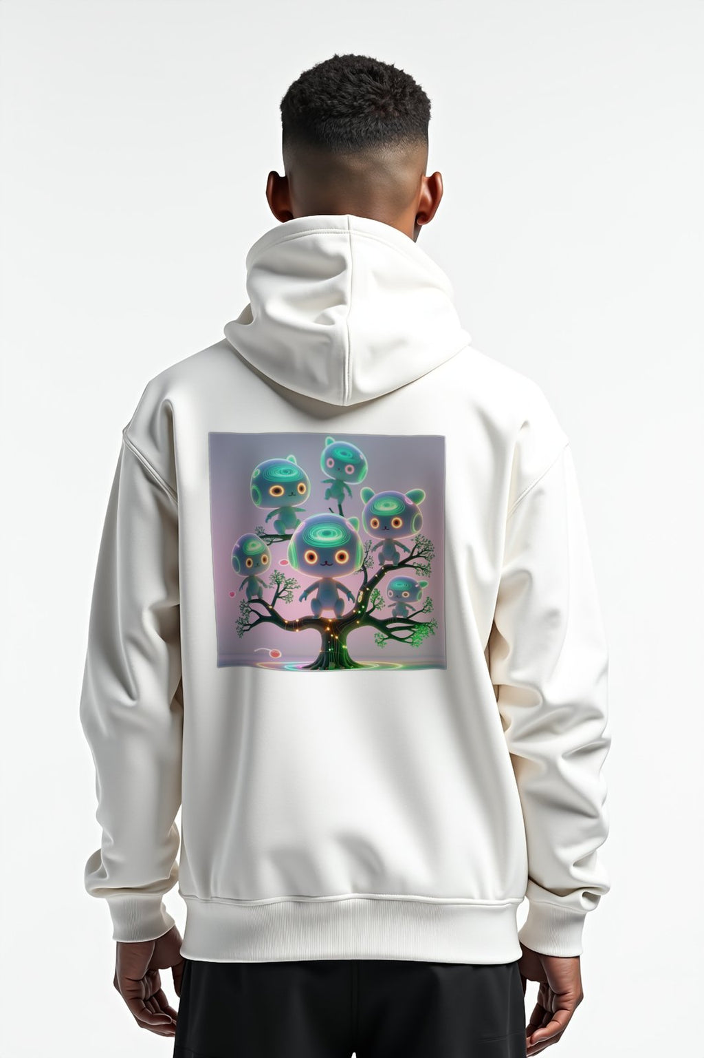 Neon Kodama hoodie white mannequin variant