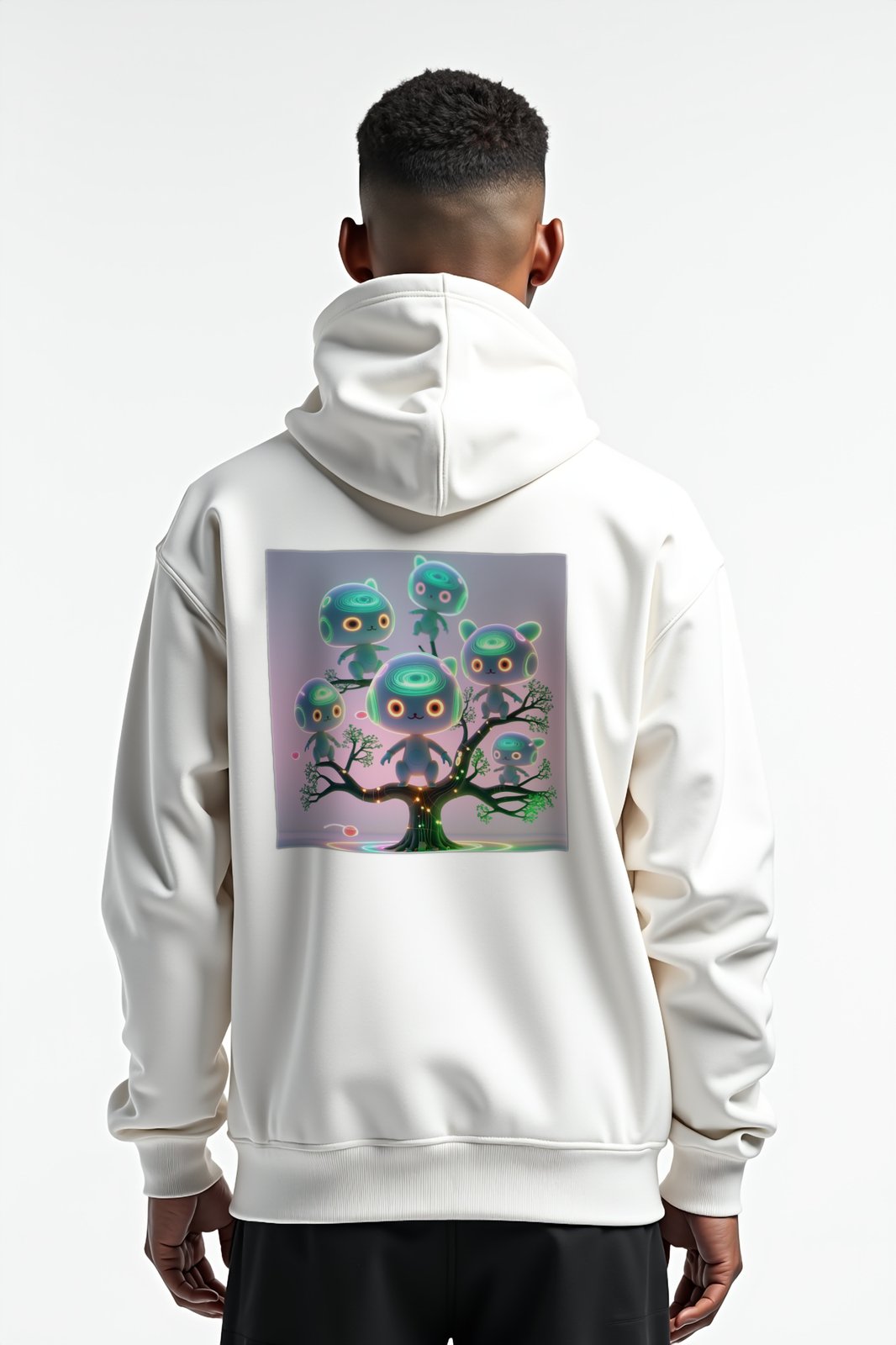 Neon Kodama hoodie white mannequin variant