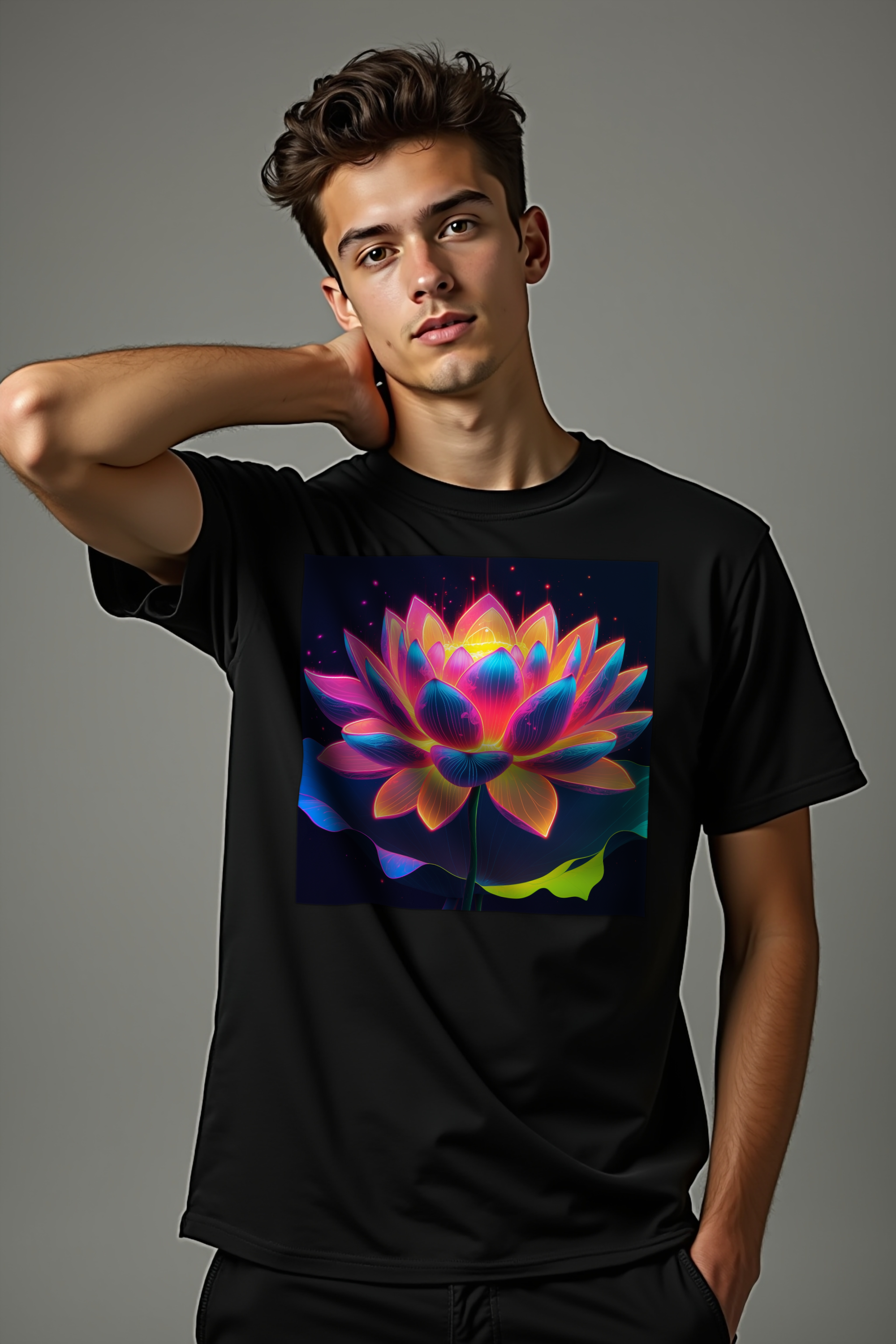 Neon Lotus T-Shirt - Black