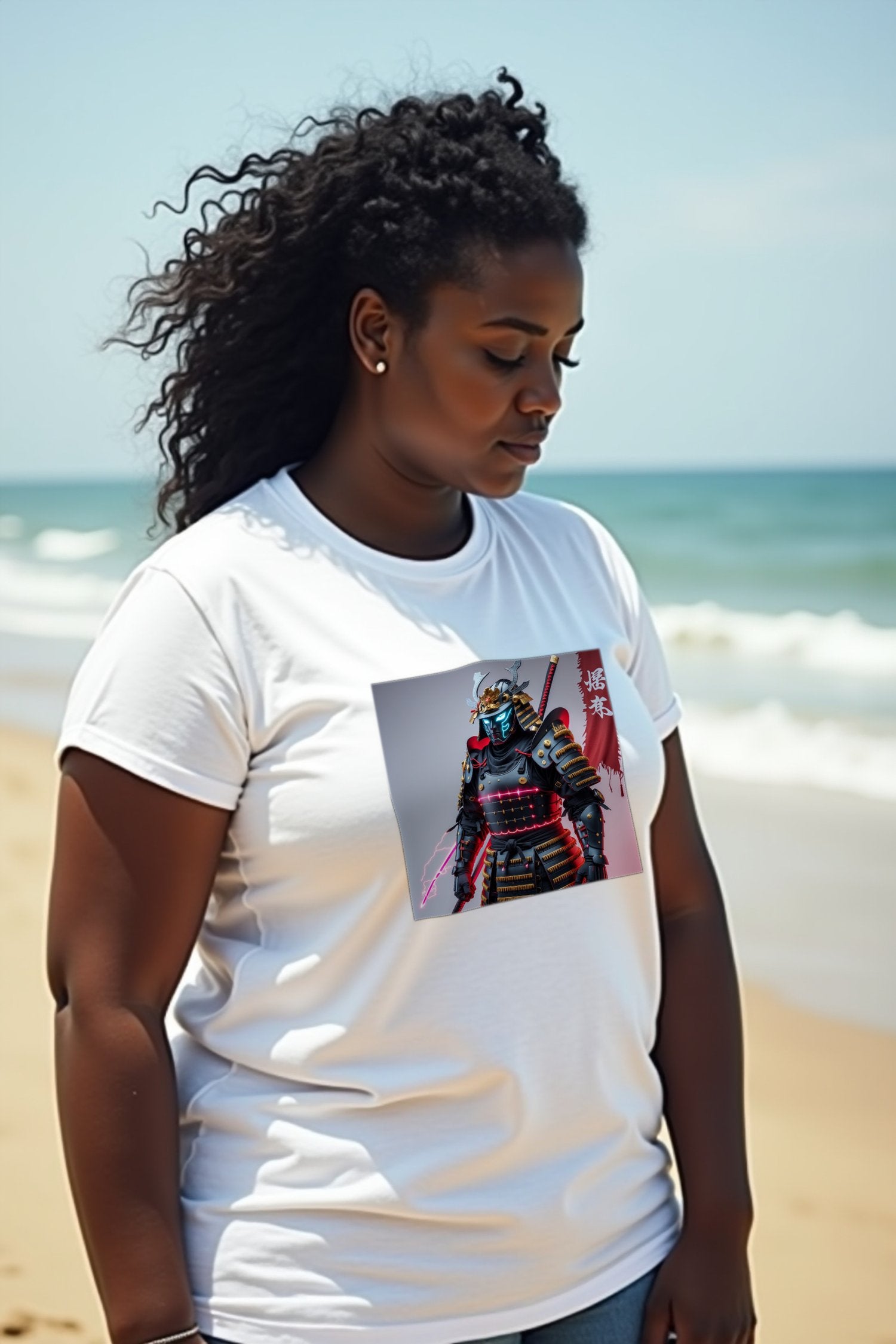 Cyber Tsukumogami T-Shirt mockup — white