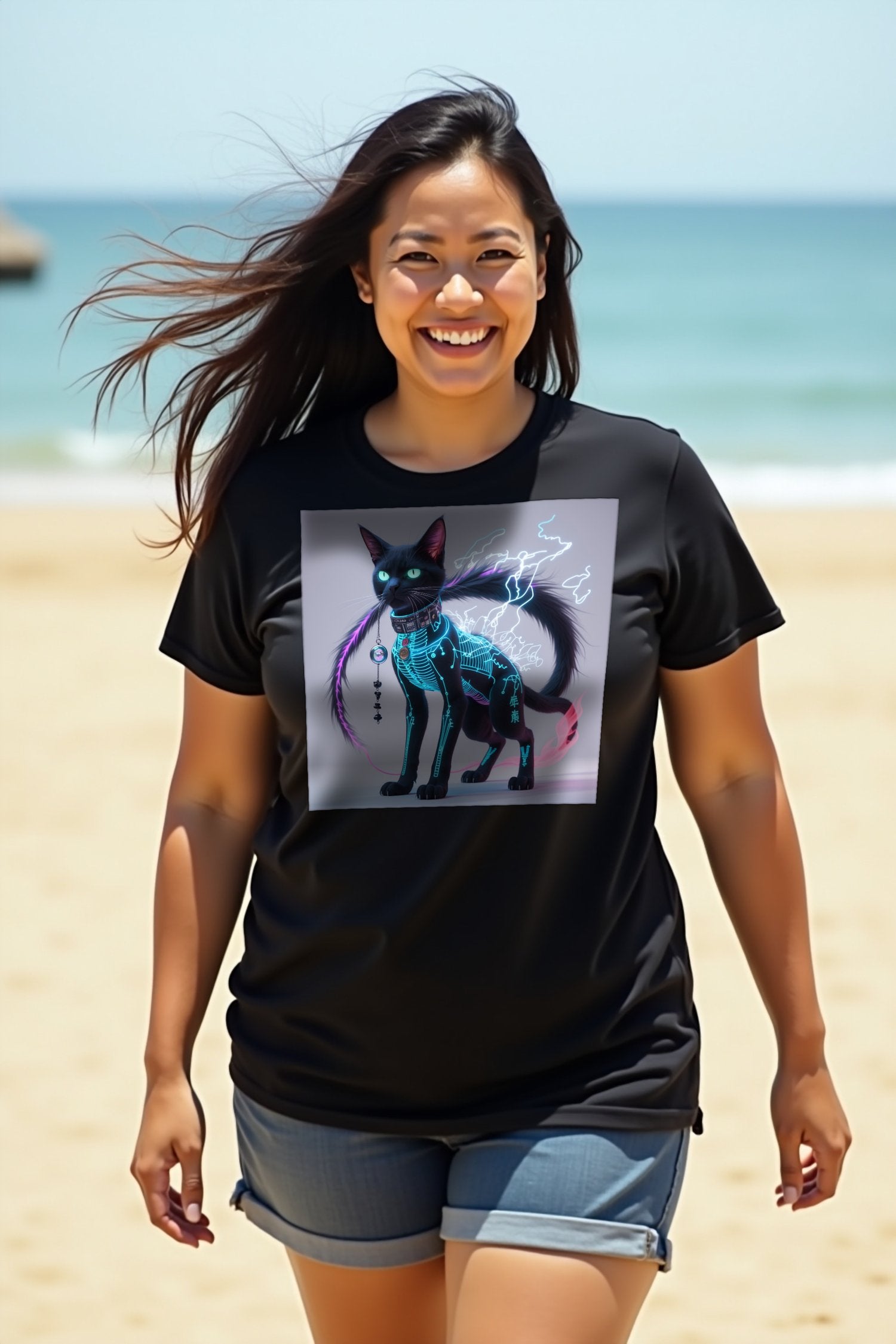 Phantom Bakeneko T-Shirt mockup — black