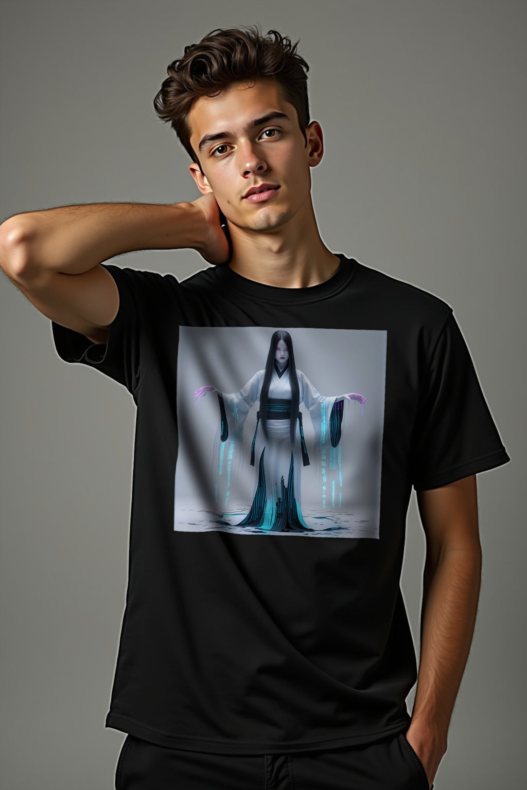 Digital Yurei T-Shirt mockup — black