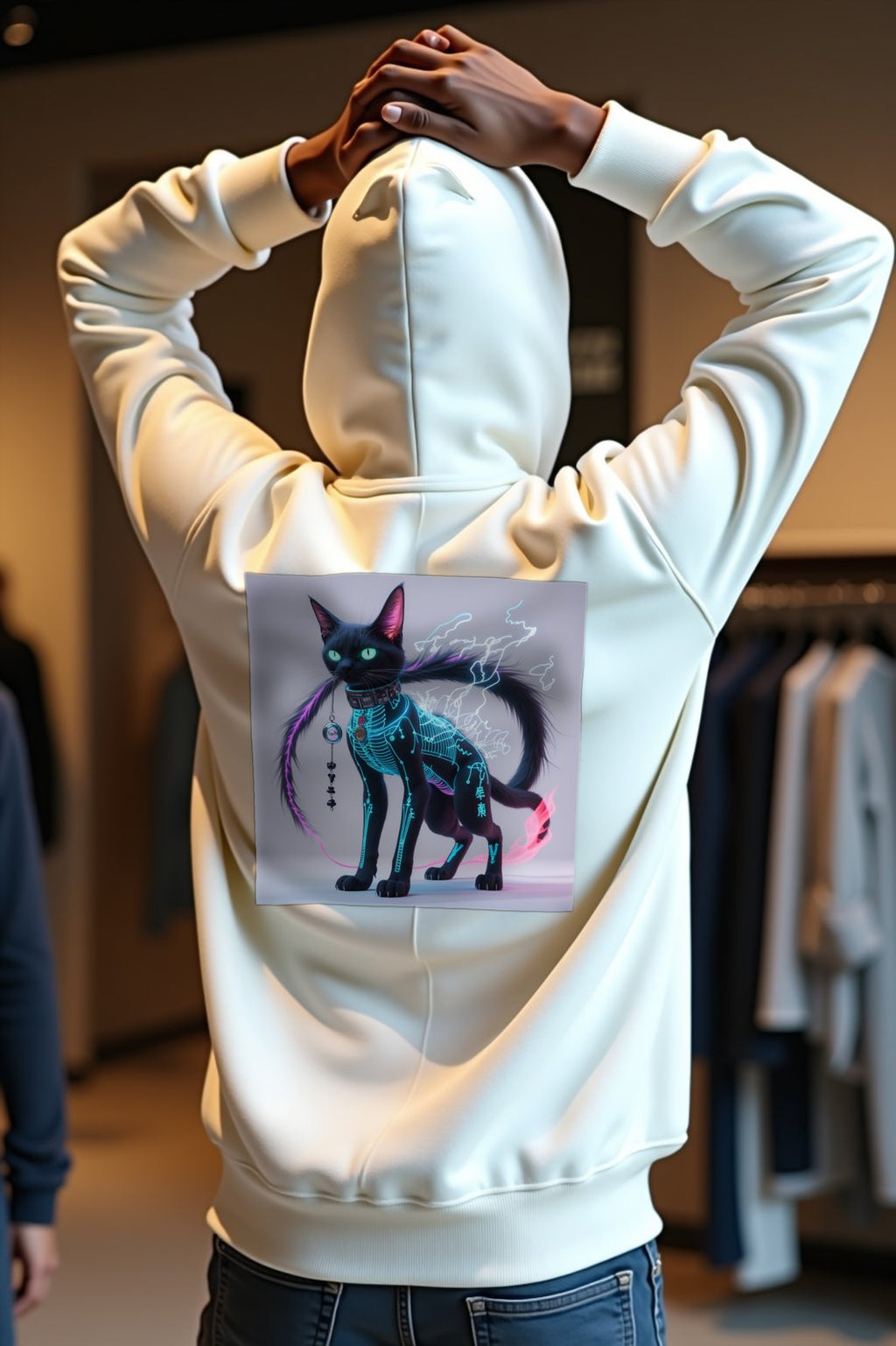 Phantom Bakeneko hoodie white mannequin