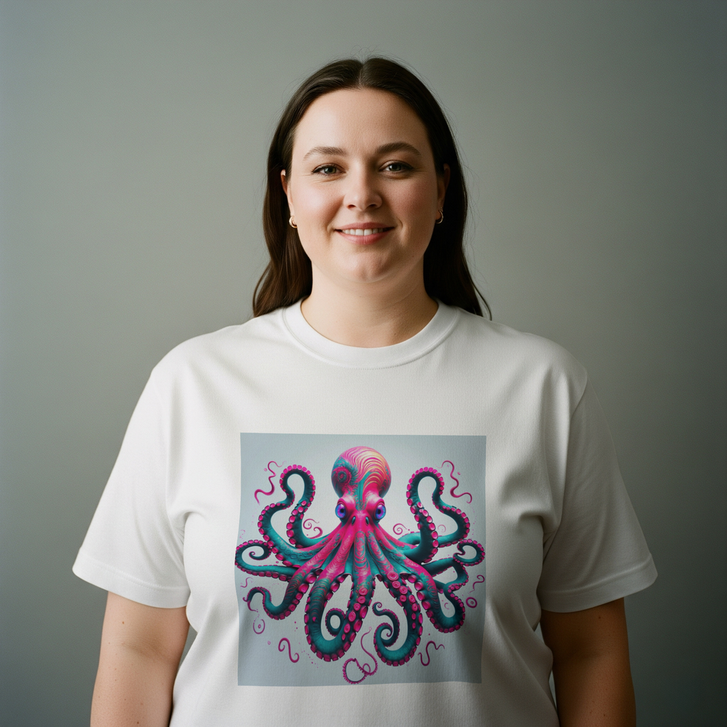 Psychedelic Octopus T-Shirt Mockup White